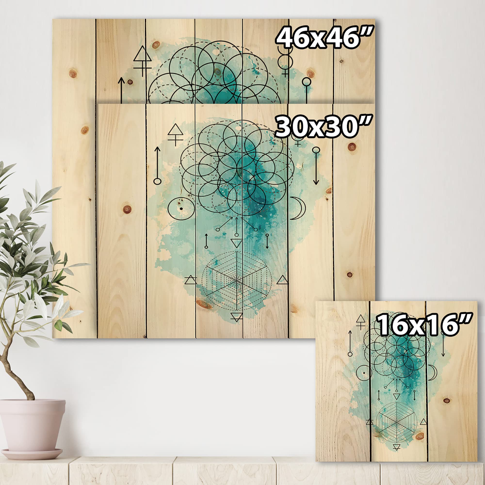 Bohemian Wood Wall Art - Sacred Geometry & Alchemy Decor for Home & Office