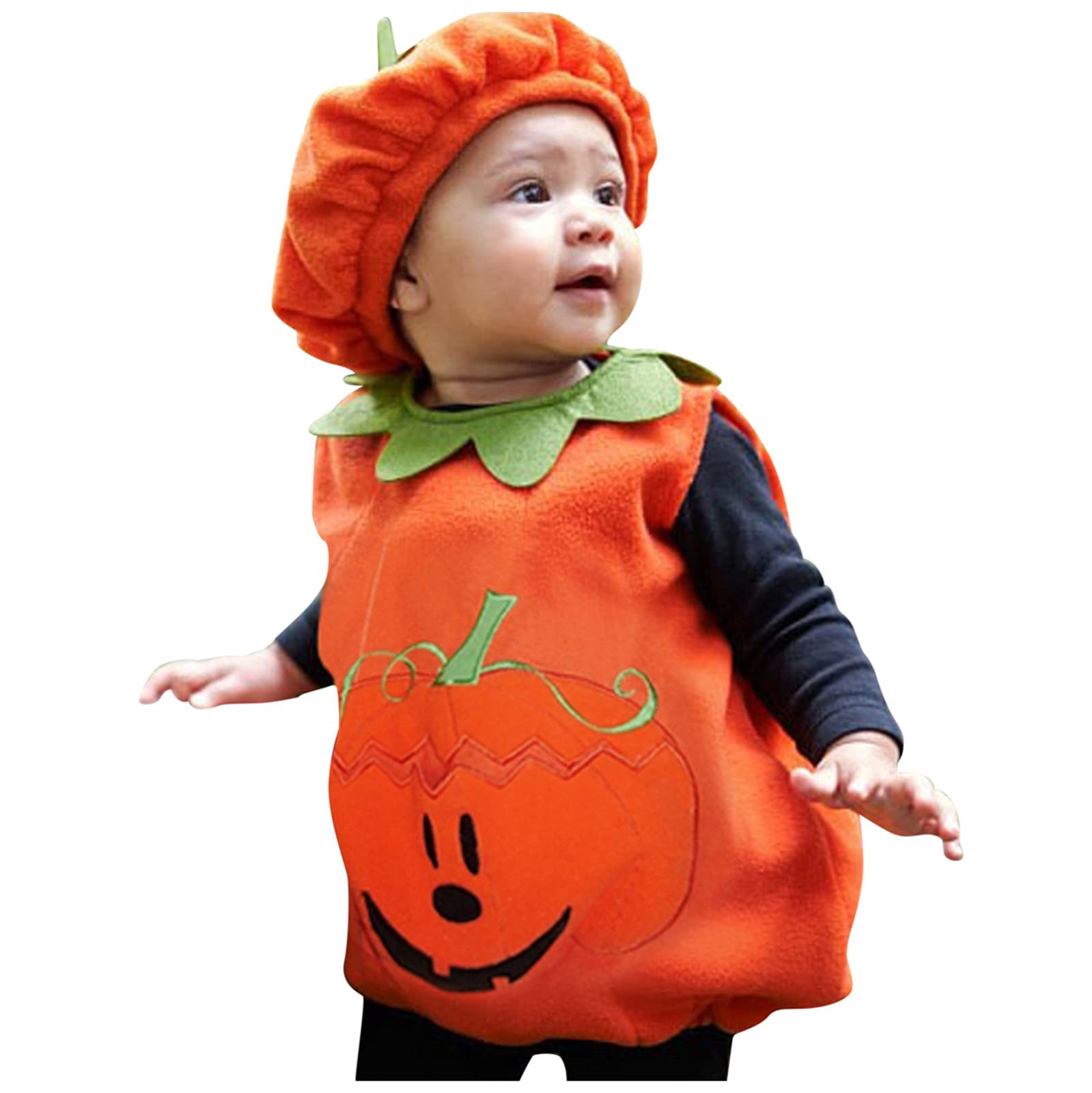 Toddler Boys Girls Clothes Set - Pumpkin Print Vest Top with Hat & Jogging Suit | Soft Cotton Baby Outfit for Playdates, Fall Photoshoots & Casual Wear