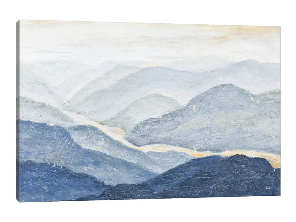 GUTTATY White and Blue Mountains Watercolor Canvas Wall Art - 28x40 Inch Framed Landscape Painting for Living Room & Bedroom Decor | Nature Scenery Artwork Perfect for Home, Office, or Gift Giving