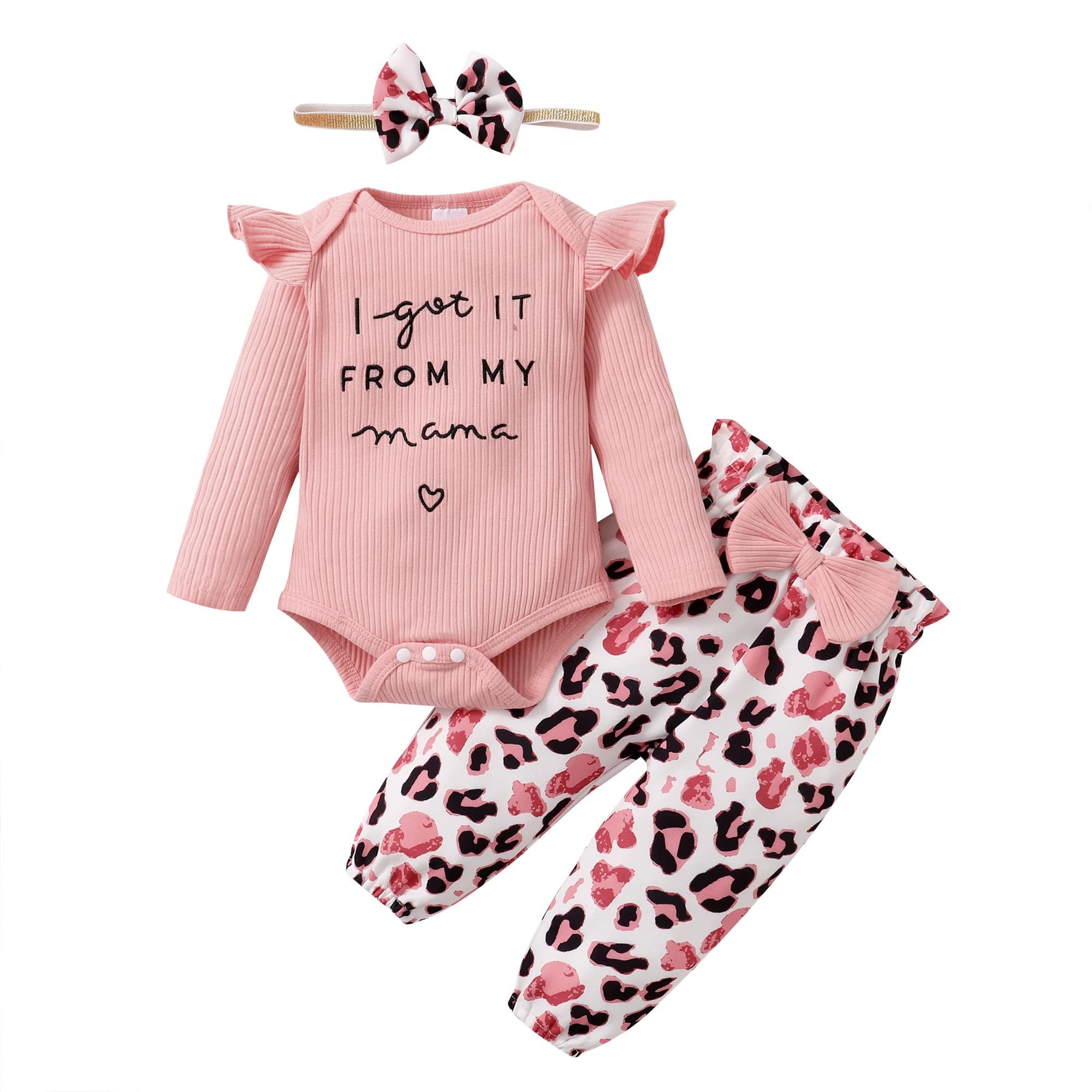 OLLUISNEO Newborn Baby Girl Clothes Set - Long Sleeve Floral Romper & Pants Outfit for Infant (0-24 Months) | Soft & Cozy Winter Baby Clothes for Fall & Winter Season | Perfect for Family Photos, Holiday Outfits & Daily Wear