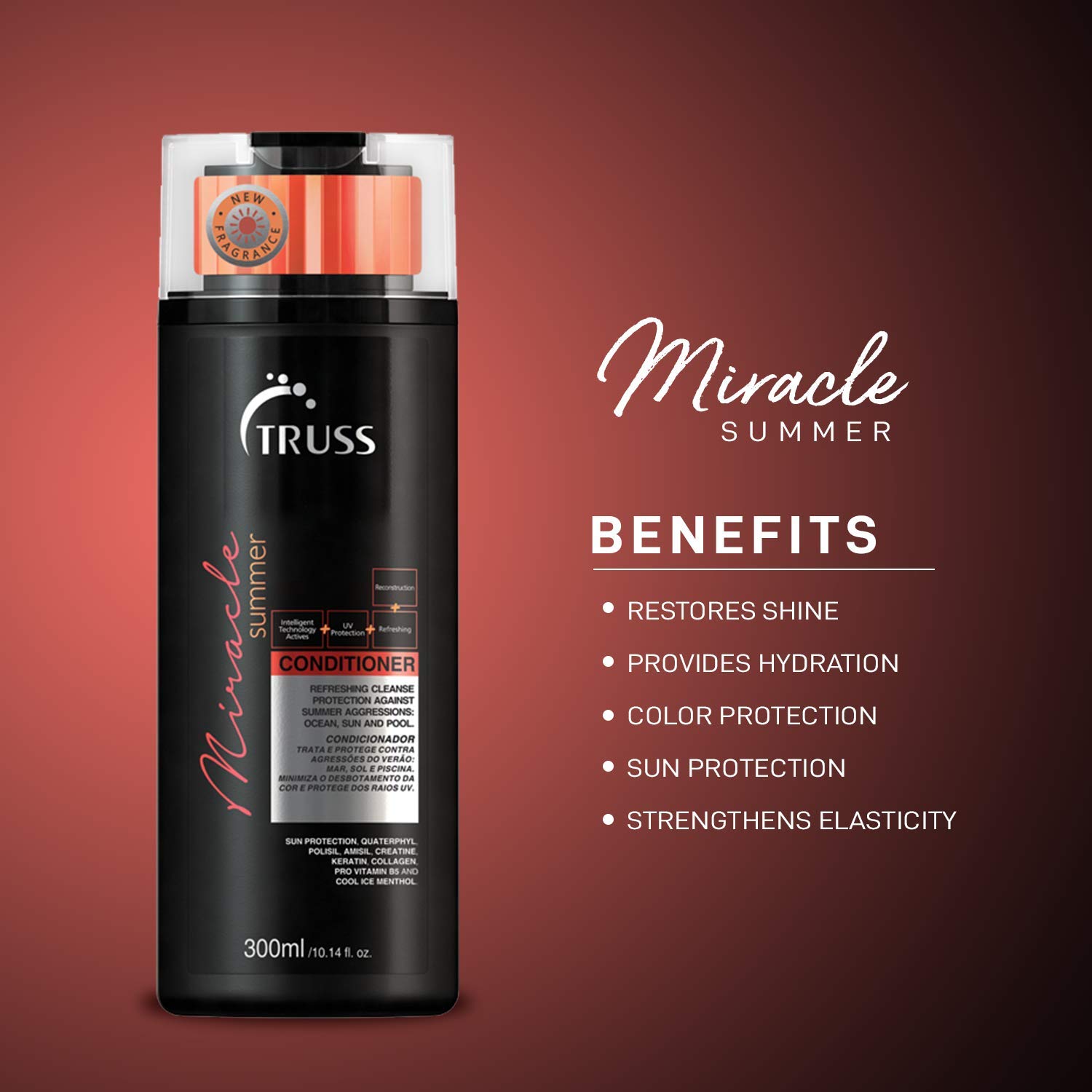 Truss Miracle Summer Conditioner & Shampoo Set with Hair Mask & Texturizing Styling Spray - Hydrating Hair Care Bundle for Smooth, Voluminous Hair - Perfect for Summer Beach Days & Salon-Quality Styling at Home