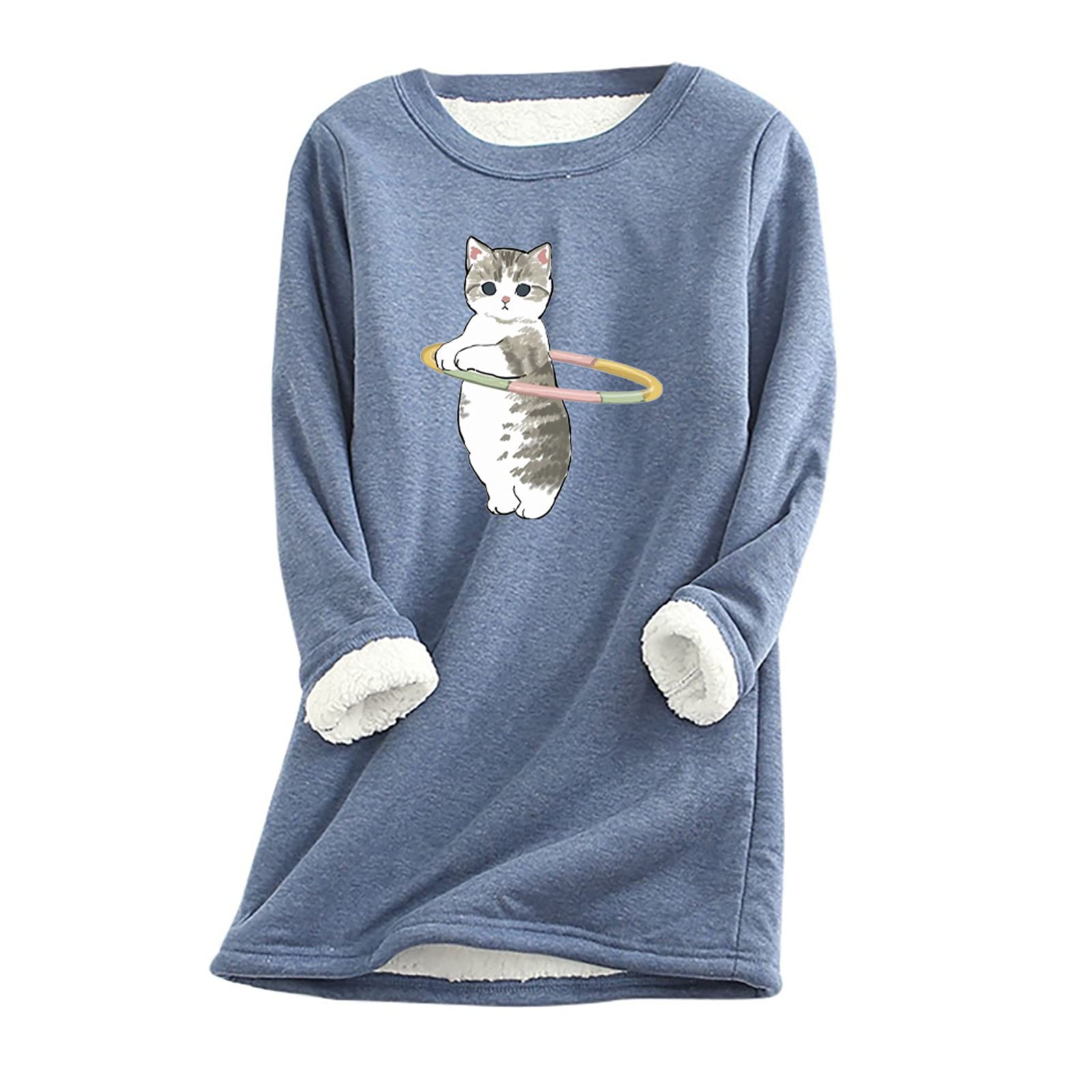 LIKIO Women's Fleece Nightgown - Soft Long Sleeve Sleepwear with Cute Print, Round Neck Lounge Shirt for Women | Cozy Winter Pajamas, Christmas Gift, Home Relaxation & Sleepwear Essential