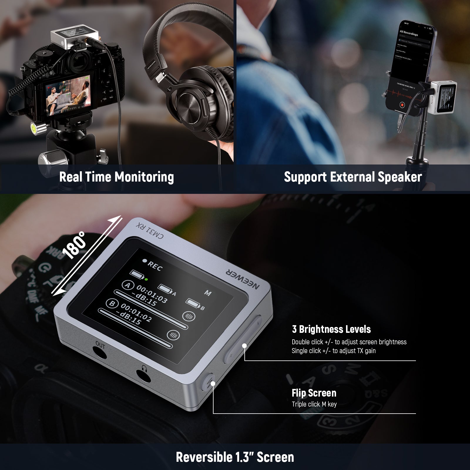 NEEWER CM31 Wireless Lavalier Microphone System for iPhone, Android, DSLR & Camera - Compact Clip-on Mic for Vlogging, YouTube, Interviews & Live Streaming