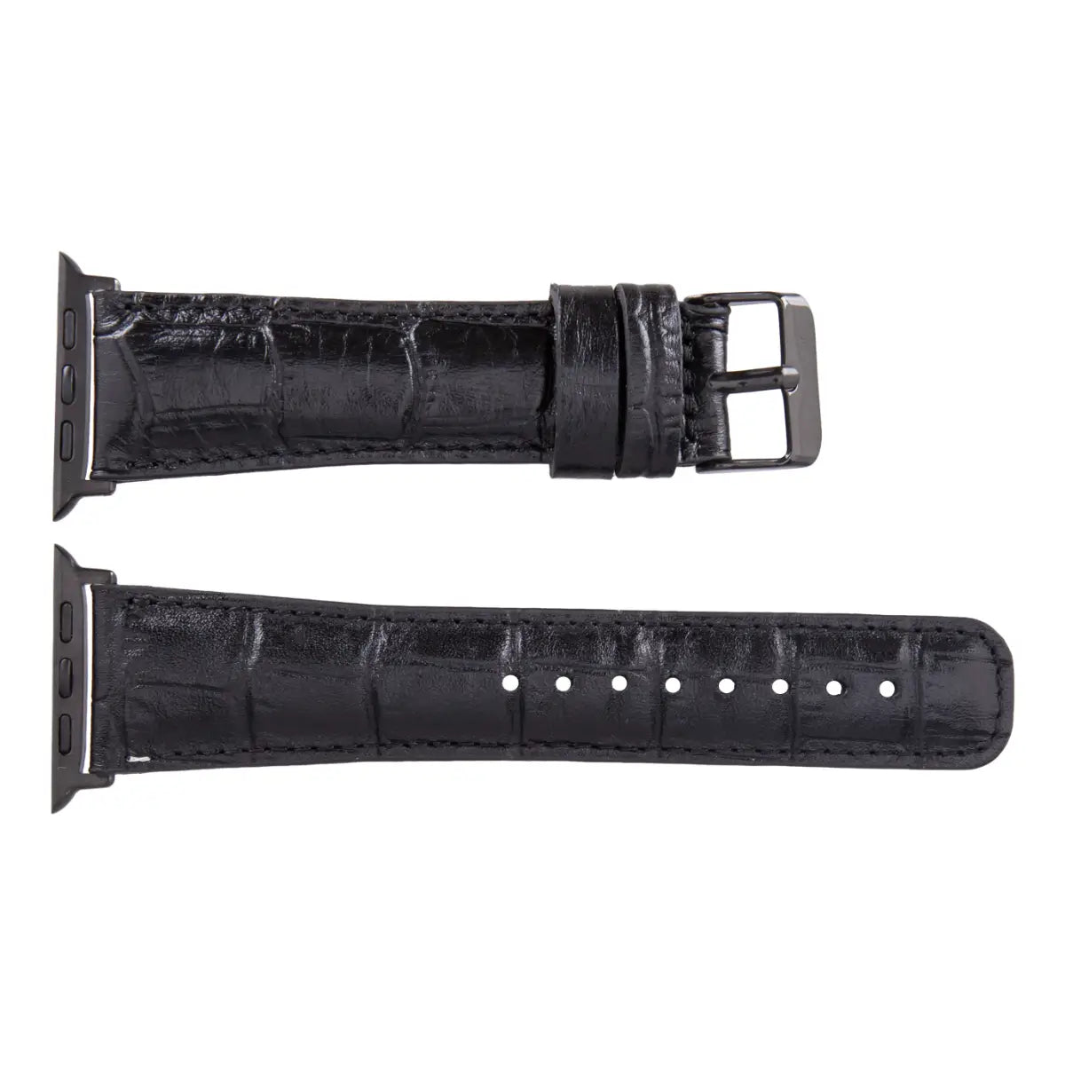 Premium Black Crocodile Pattern Leather Apple Watch Band - Stylish & Durable Replacement Strap for Apple Watch Series 1/2/3/4/5/6/7/8/SE - Perfect for Business, Casual & Formal Occasions