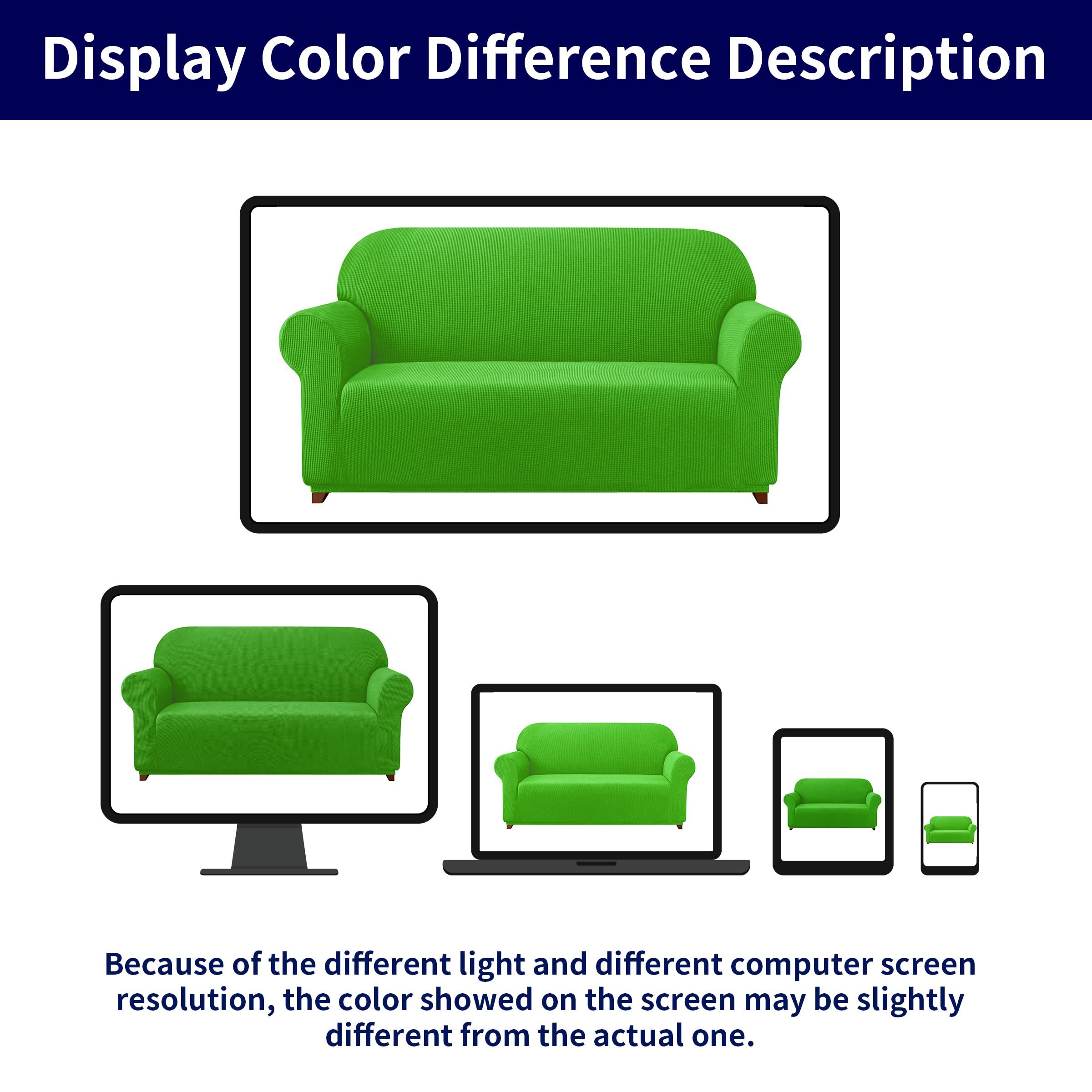 SUBRTEX Stretch Sofa Cover Set - 1 Piece Sofa Slipcover with Free Cushion Cover for 3-Seater Couch (Grass Green) - Perfect for Living Room, Home Decor & Furniture Protection