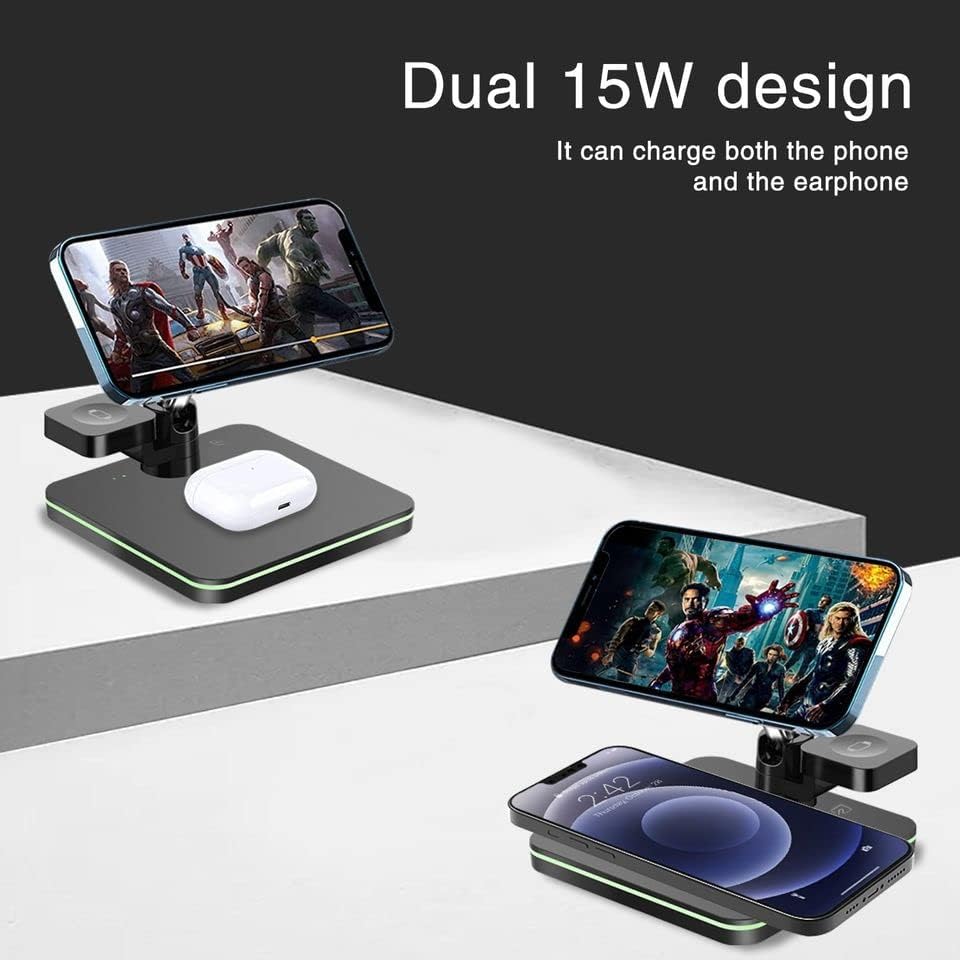 3-in-1 Magnetic Wireless Charger 15W Fast Charging Station for iPhone 16/15/14/13/12/11 Pro Max, Apple Watch Ultra/Series 8/7/6/5/4/3/2/SE & AirPods Pro 3/2 - MagSafe Compatible Charging Pad for Home, Office & Travel