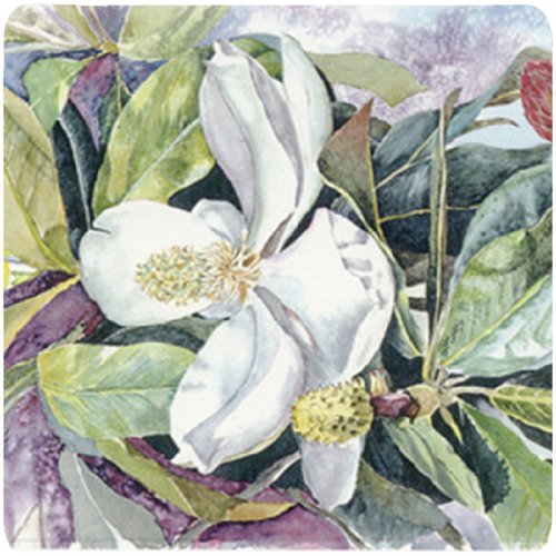 Magnolia Foam Coasters Set of 4 - Non-Slip Drink Coasters for Coffee Tables, Bars & Home Decor - Waterproof & Durable Floral Coasters for Hot & Cold Beverages - Perfect for Parties, Gifts & Everyday Use