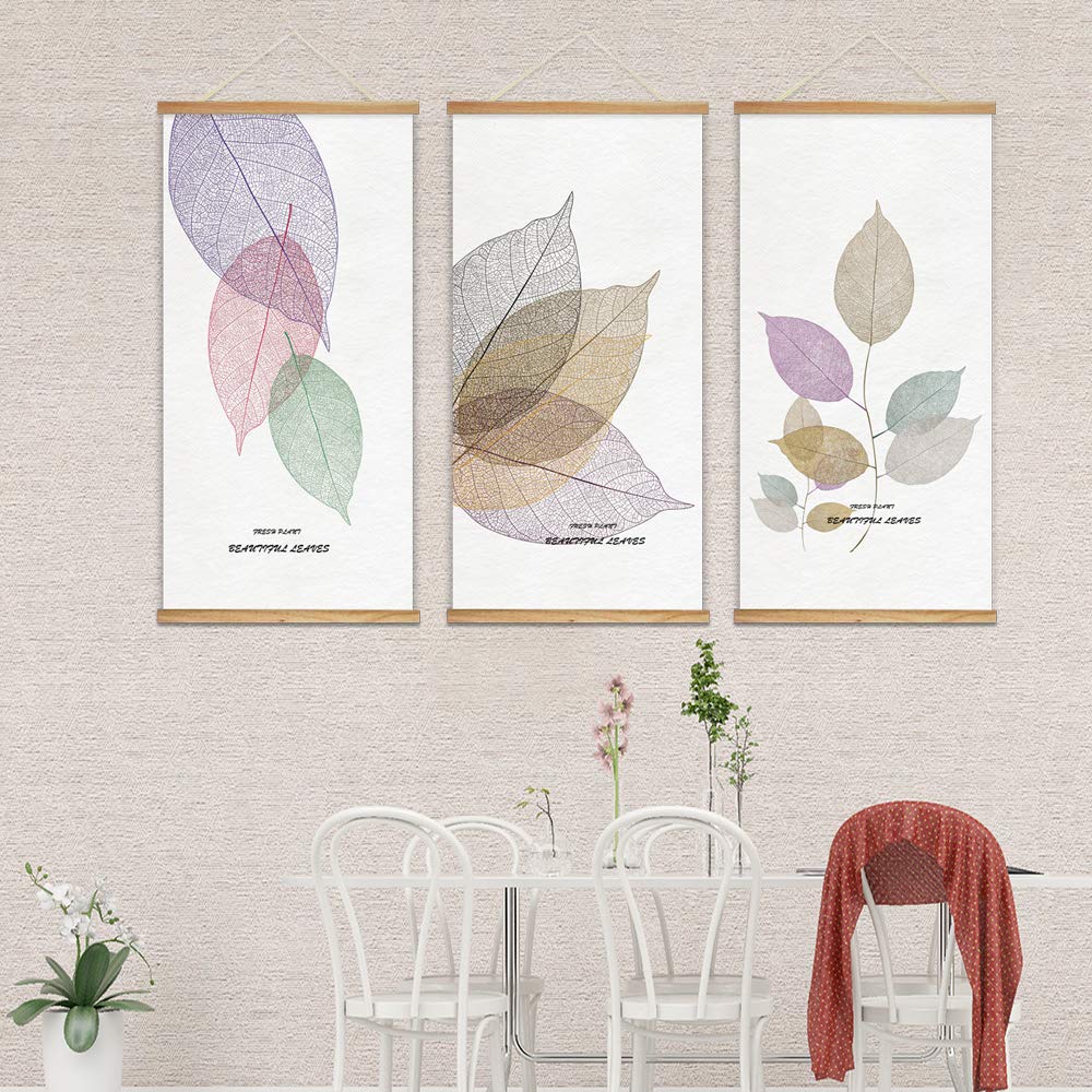 Wall26 Framed Green Plants Wall Art - 3 Panel Canvas Prints 18x36 Inches, Ready to Hang with Wood Frames | Perfect for Living Room, Bedroom & Office Decor