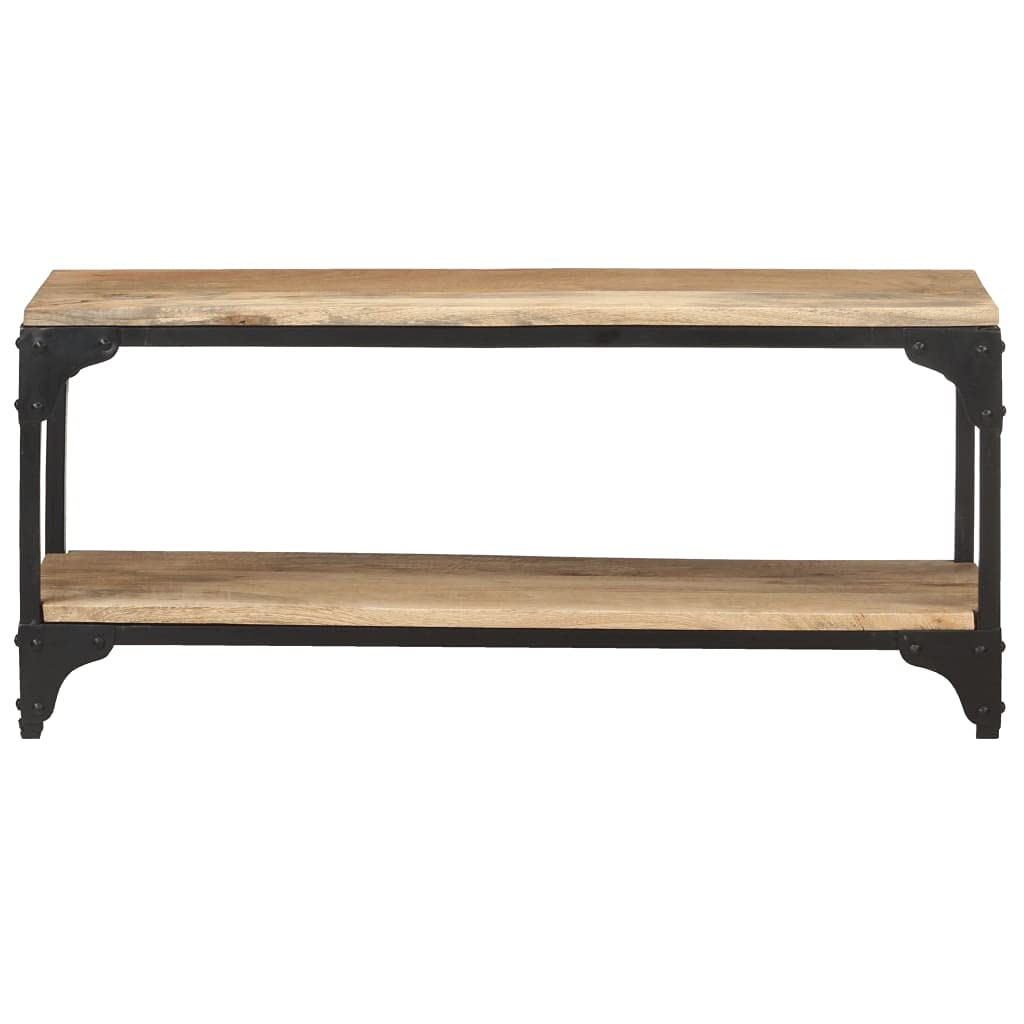 Industrial Style Solid Mango Wood Coffee Table with Storage - 35.4