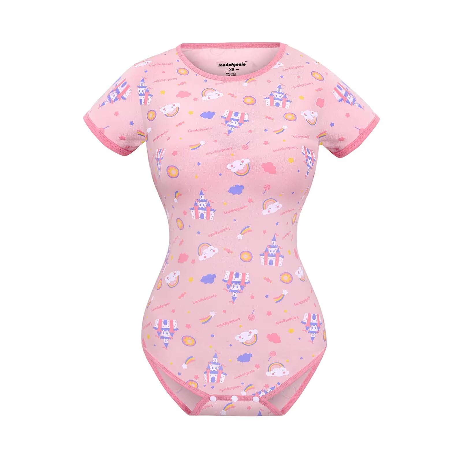 Women's Cotton Onesie Pajamas - Cute Candy Castle Print Sleepwear Romper & Bodysuit | Comfortable Loungewear for Sleep, Home Relaxing & Cosplay