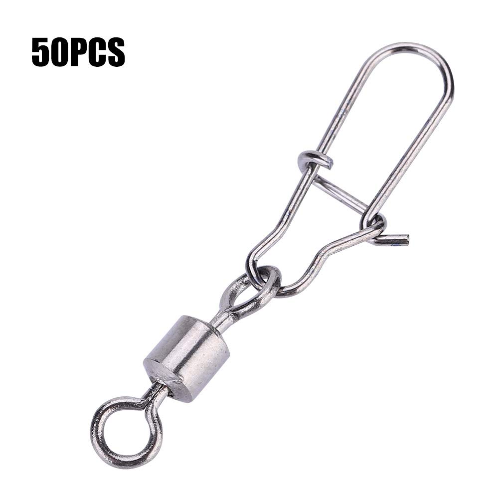 50PCS Stainless Steel Snap Rolling Swivels for Fishing - Anti-Deformation, Corrosion-Resistant Fishing Accessories - Perfect Gift for Anglers & Fishing Enthusiasts - Ideal for Saltwater, Freshwater, and Deep Sea Fishing