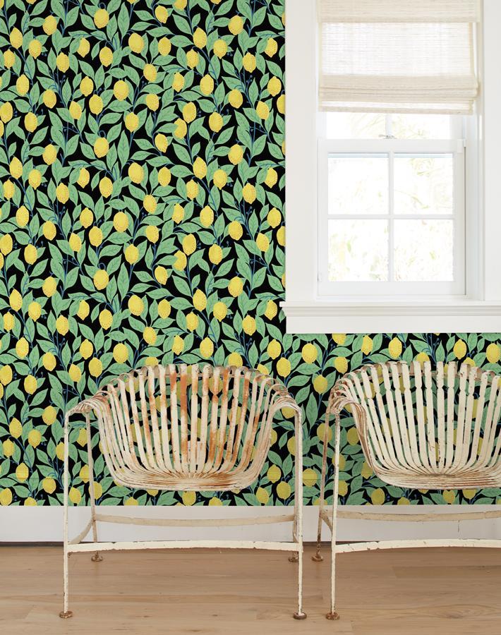 Nathan Turner Onyx Lemons Wallpaper - Peel & Stick Removable Wallpaper for Kitchen, Bathroom, and Home Decor