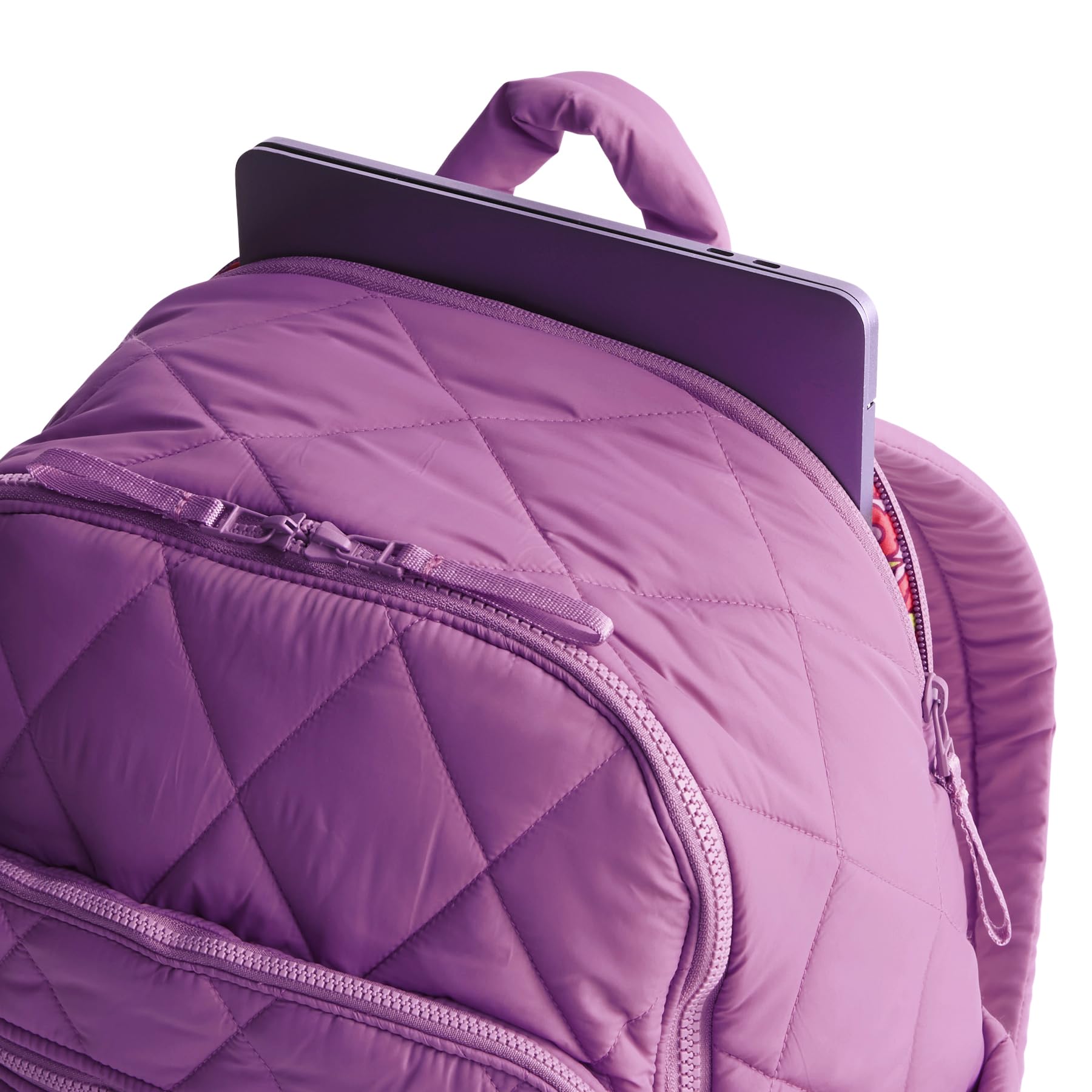 Vera Bradley Featherweight Bancroft Backpack - Lightweight Travel Backpack for Women, Iris Orchid Floral Print, Perfect for School, Work & Travel