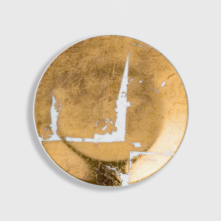 Bernardaud Gold and Silver Leaf Plate Set - Elegant Dinnerware for Fine Dining & Special Occasions