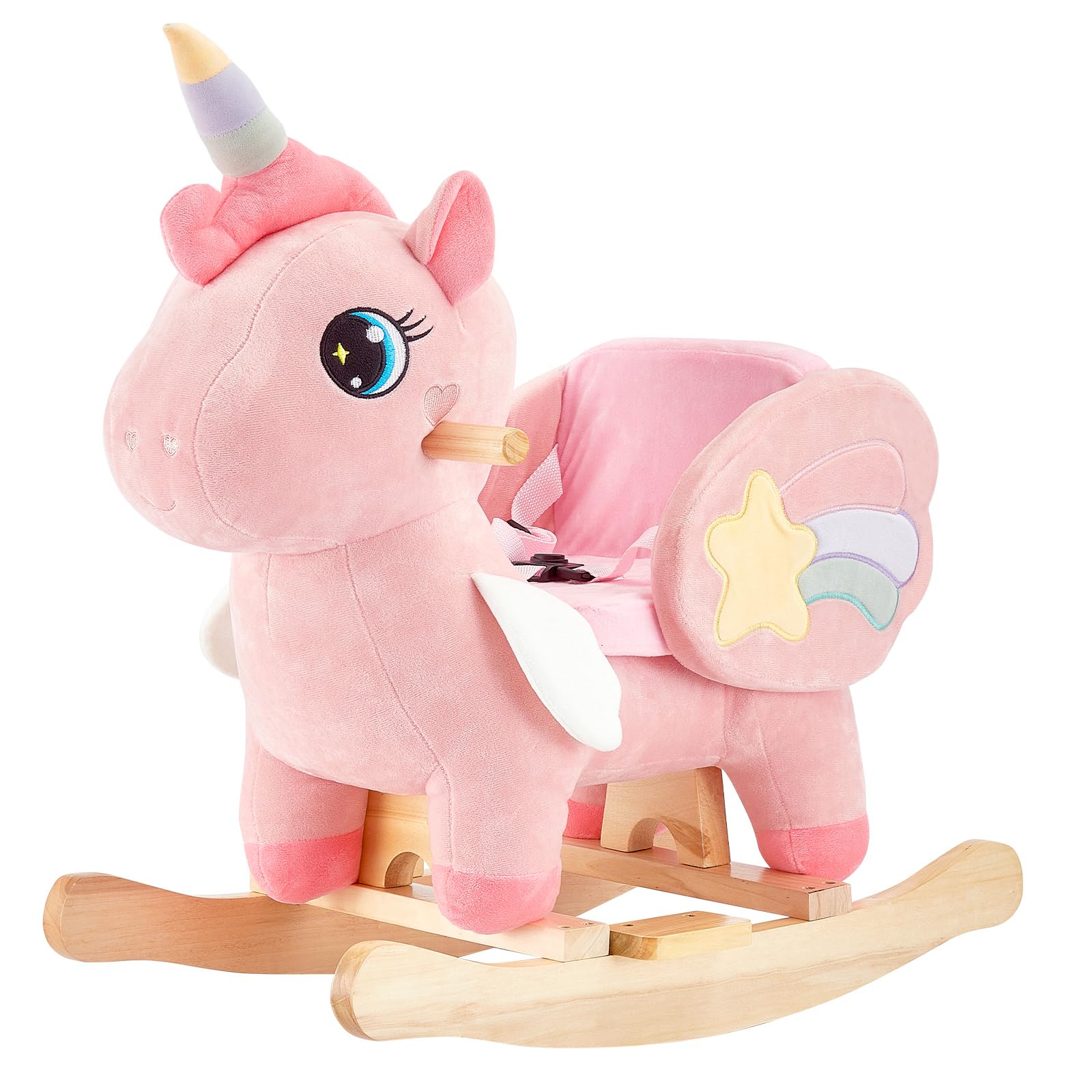 FUNLIO Pink Unicorn Rocking Horse for Babies & Toddlers 6 Months to 3 Years - Soft Stuffed Ride-on Animal Toy with Easy Assembly, CPC & CE Certified - Perfect for Nursery Decor, Birthday Gifts & Early Childhood Development