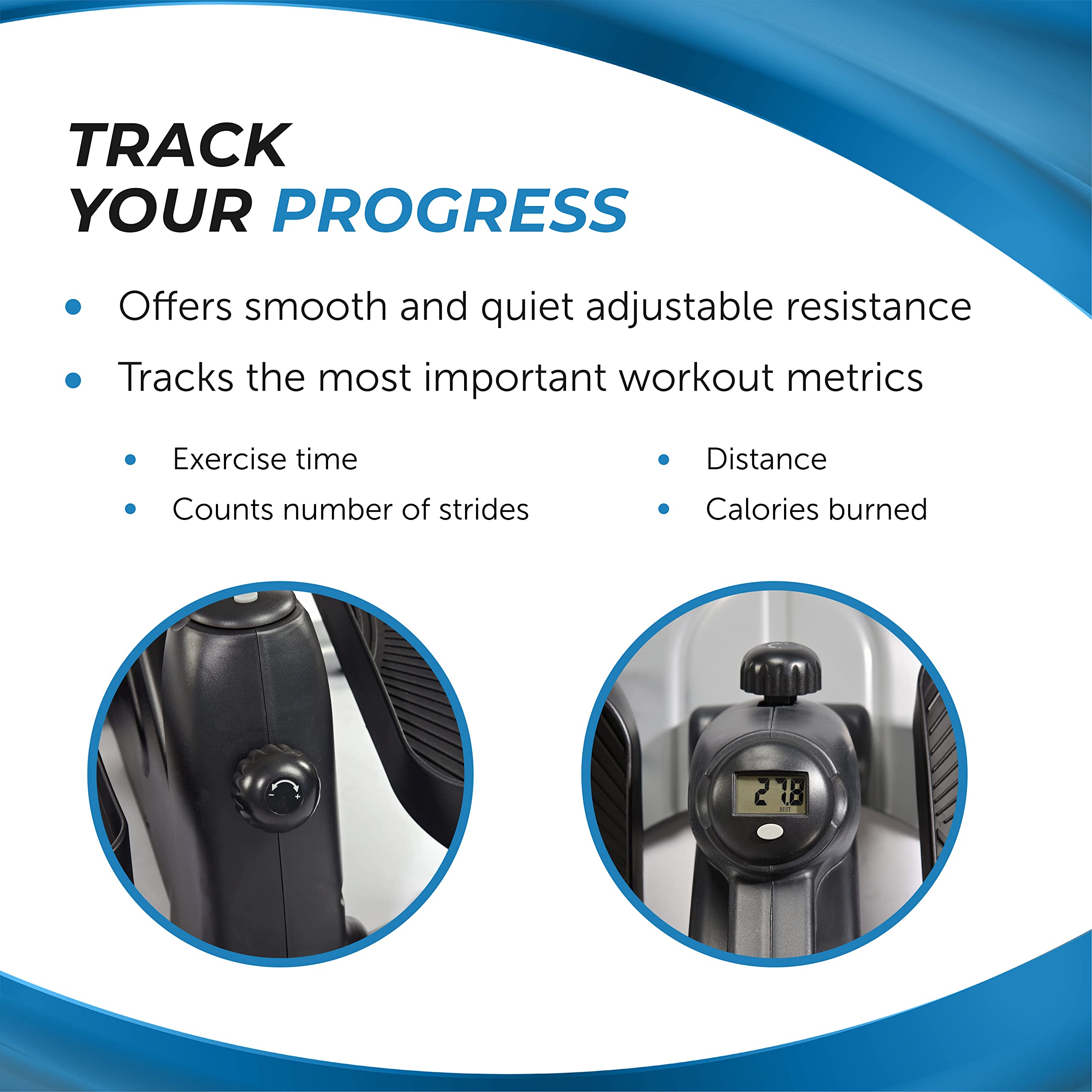 Stamina Inmotion Compact Strider Under Desk Elliptical Machine - Portable Foot Pedal Exerciser for Home & Office - Seated or Standing Workout Equipment for Legs & Cardio Training - Perfect for Small Spaces & Sedentary Lifestyles