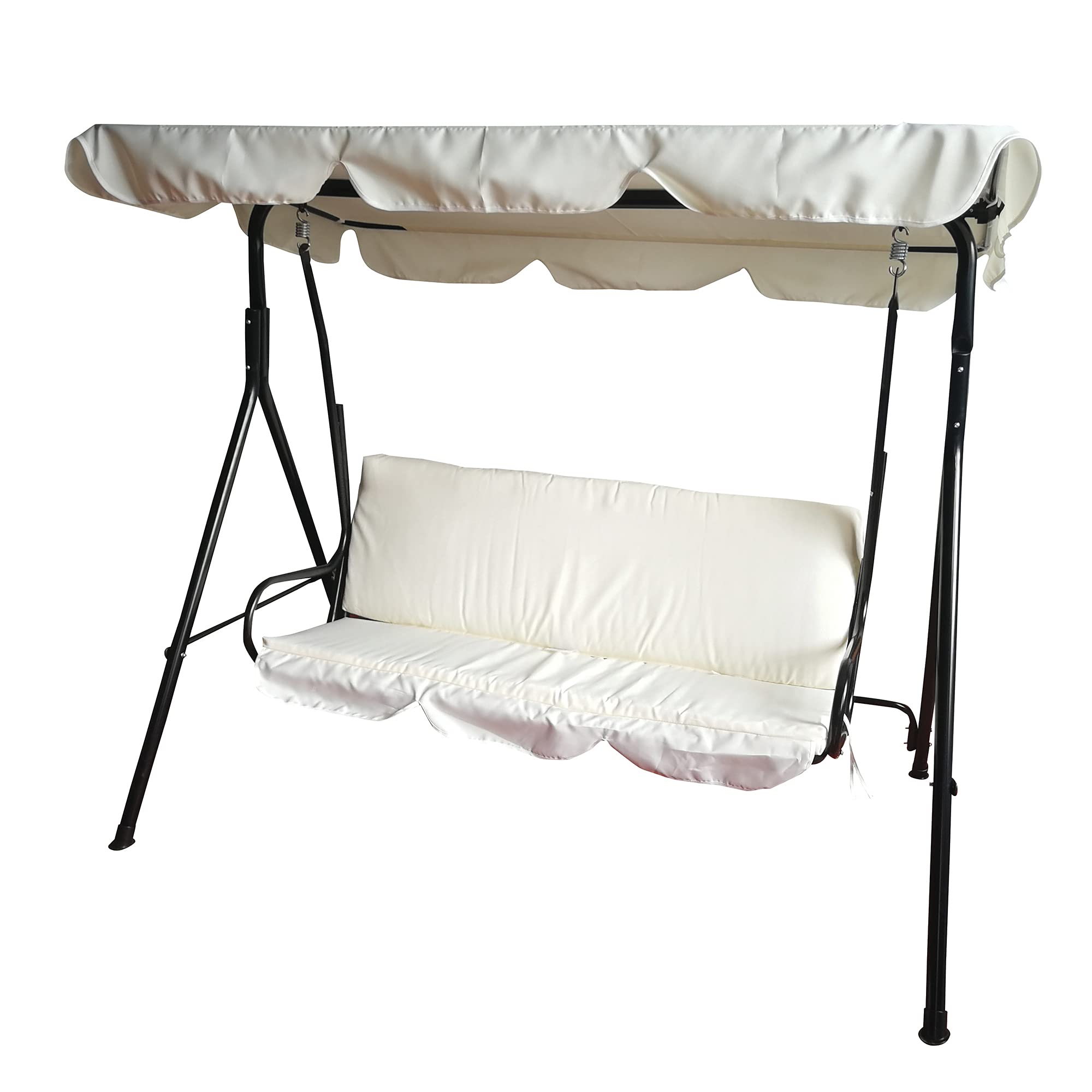 Northlight 3-Seater Outdoor Patio Swing with Adjustable Canopy - Cream | Weather-Resistant Garden Swing for Backyard, Porch or Deck Relaxation