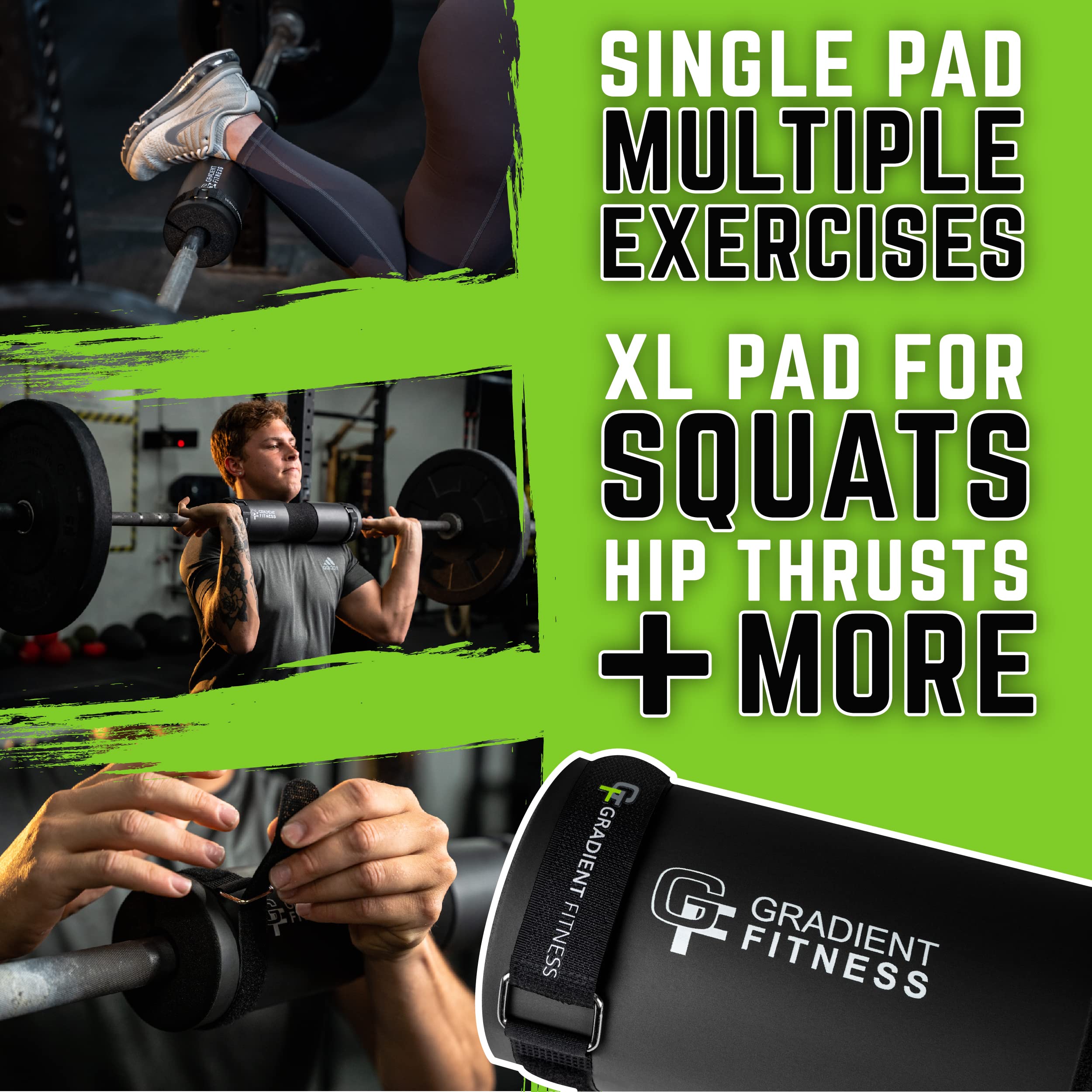 Gradient Fitness Barbell Pad - Thick Cushioned Hip Thrust & Squat Pad for Olympic & Standard Weightlifting Bars - Perfect for Home Gym, CrossFit & Strength Training
