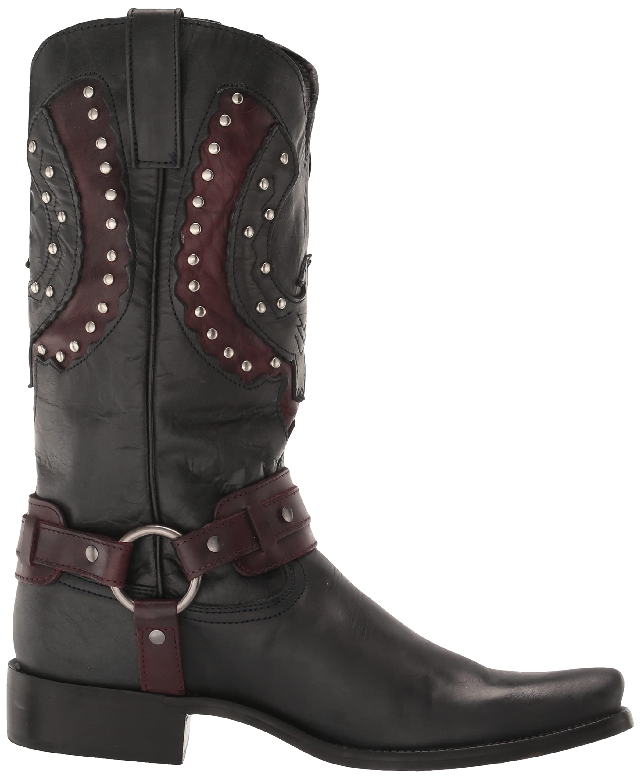 Dingo Men's War Eagle Studded Square Toe Pull-On Casual Boots - Mid Calf Western Cowboy Boots for Men, Brown Leather Work Boots for Riding, Outdoor & Country Style Fashion