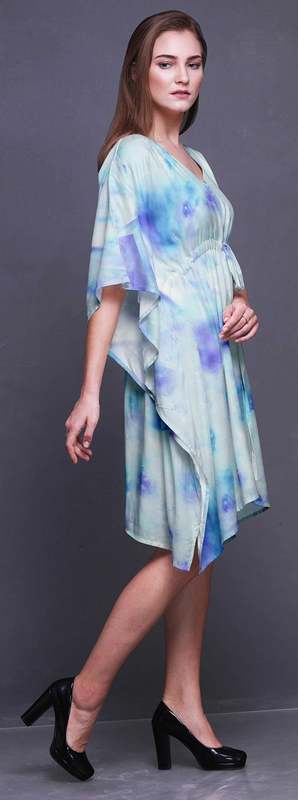 Bimba Women's Short Caftan Midi Dress - Beach Cover Up, Swimwear Wrap, Summer Boho Kaftan | Perfect for Poolside, Vacation & Resort Wear