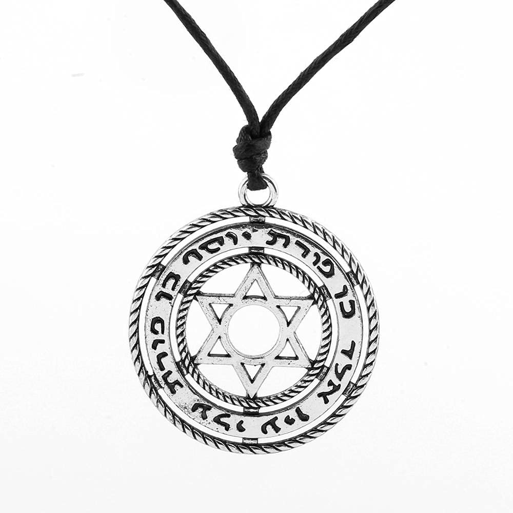 NVTHINH Tetragrammaton Star of David Pendant - Jewish Magen David Necklace for Men & Women - Bat Mitzvah Gift - Israel Judaica Jewelry (Wax Cord Silver) - Perfect for Religious Ceremonies, Spiritual Protection & Fashion Accessories