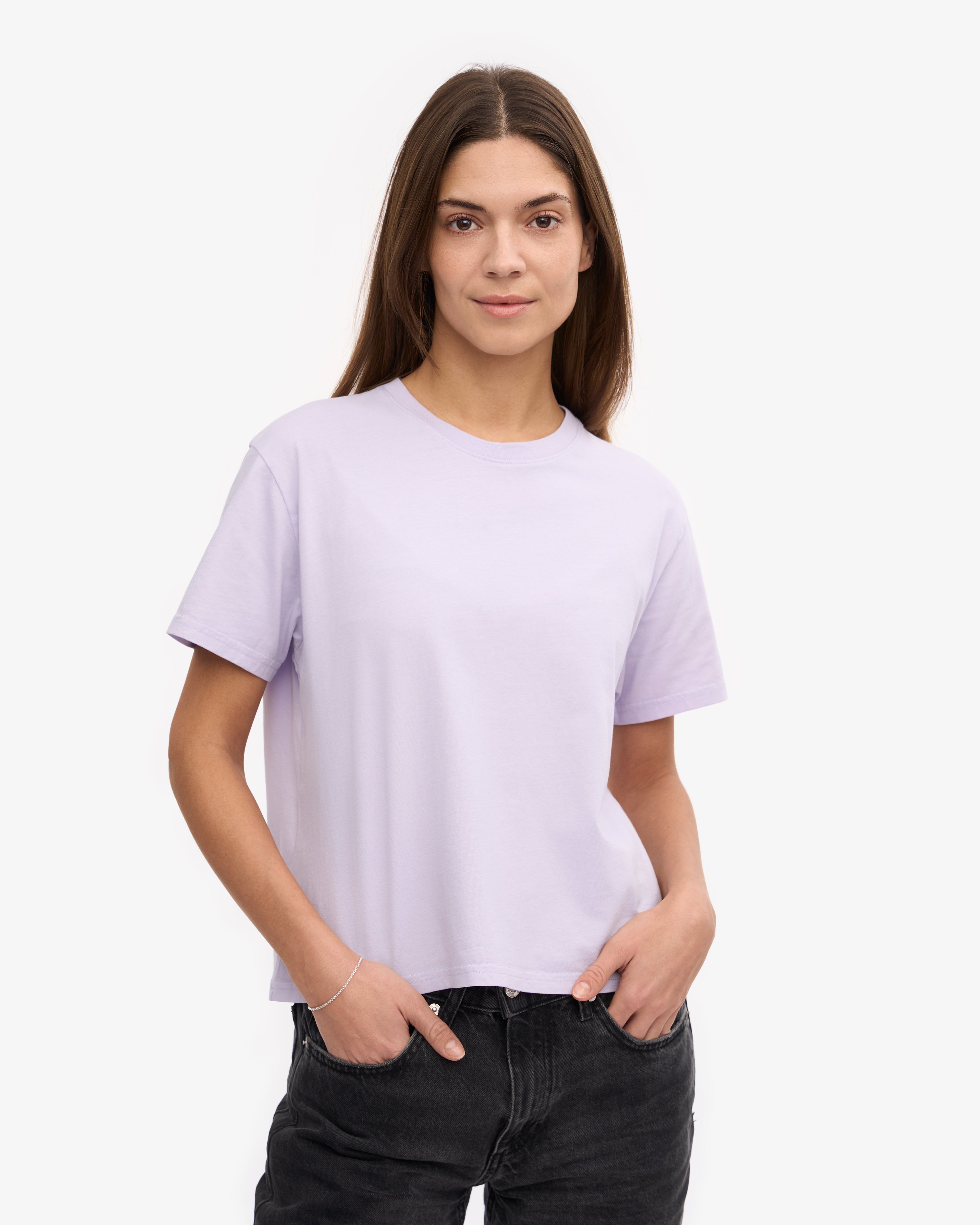 Organic Boxy Crop Tee - Soft Lavender | Women's Casual Short Sleeve T-Shirt | Perfect for Yoga, Beach & Everyday Wear