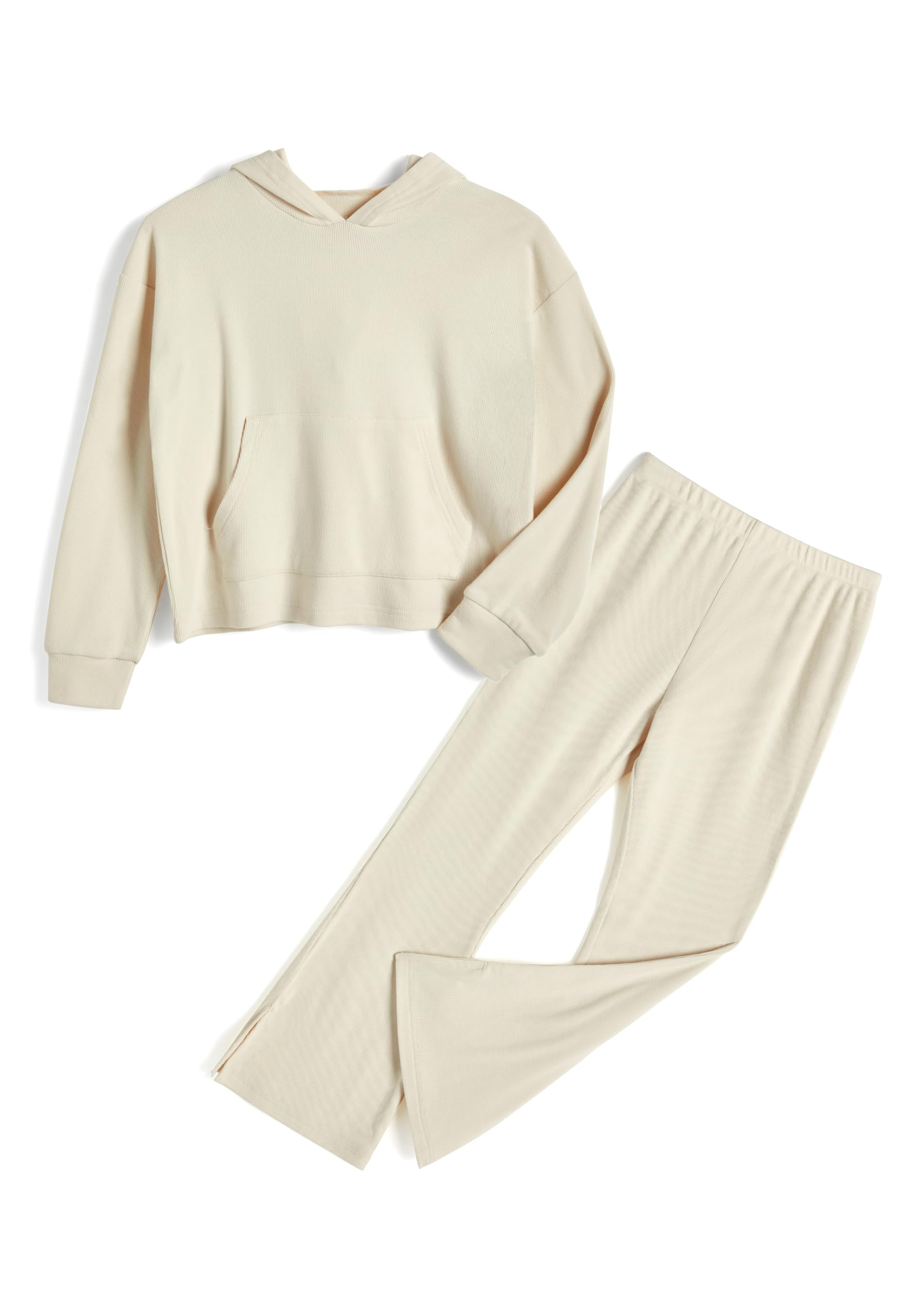 Girls' 2-Piece Hoodie & Long Sleeve Shirt Set with Bell Bottoms | Cute 2025 Spring Outfits & Sweatsuits | Perfect for School, Playdates & Casual Wear