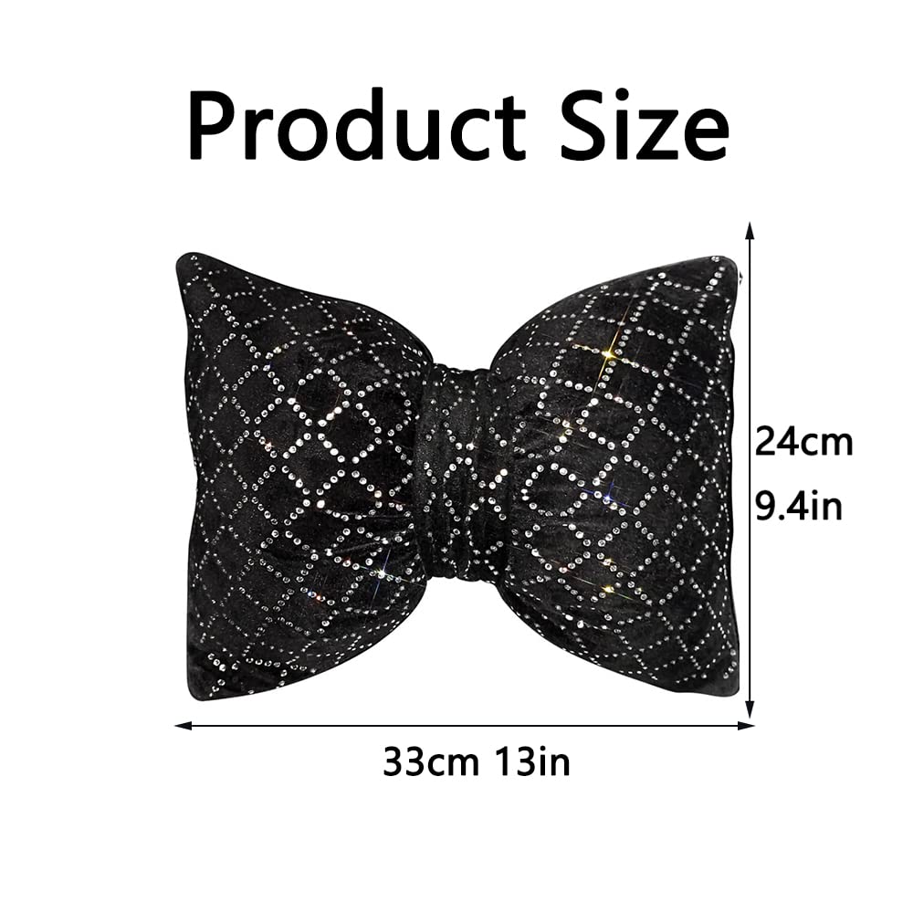 Sparkling Rhinestone Bowknot Lumbar Support Pillow for Car - Pink Luxury Car Seat Cushion for Women | Comfortable Back Support for Long Drives & Road Trips