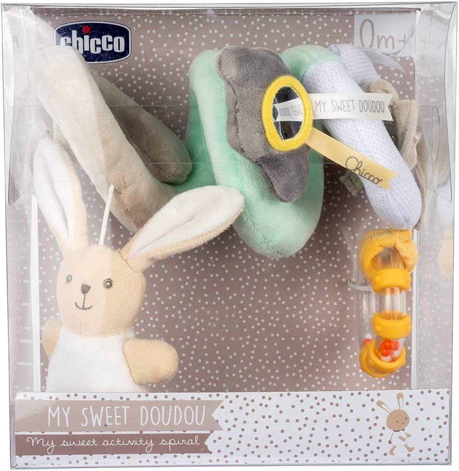 Chicco Sweet Stroller Toy - Soft Pastel Baby Stroller Accessory for Car Seat & Shopping Cart, Dou Dou Plush Doll with Security Bar Attachment | Perfect for On-the-Go Comfort & Infant Entertainment