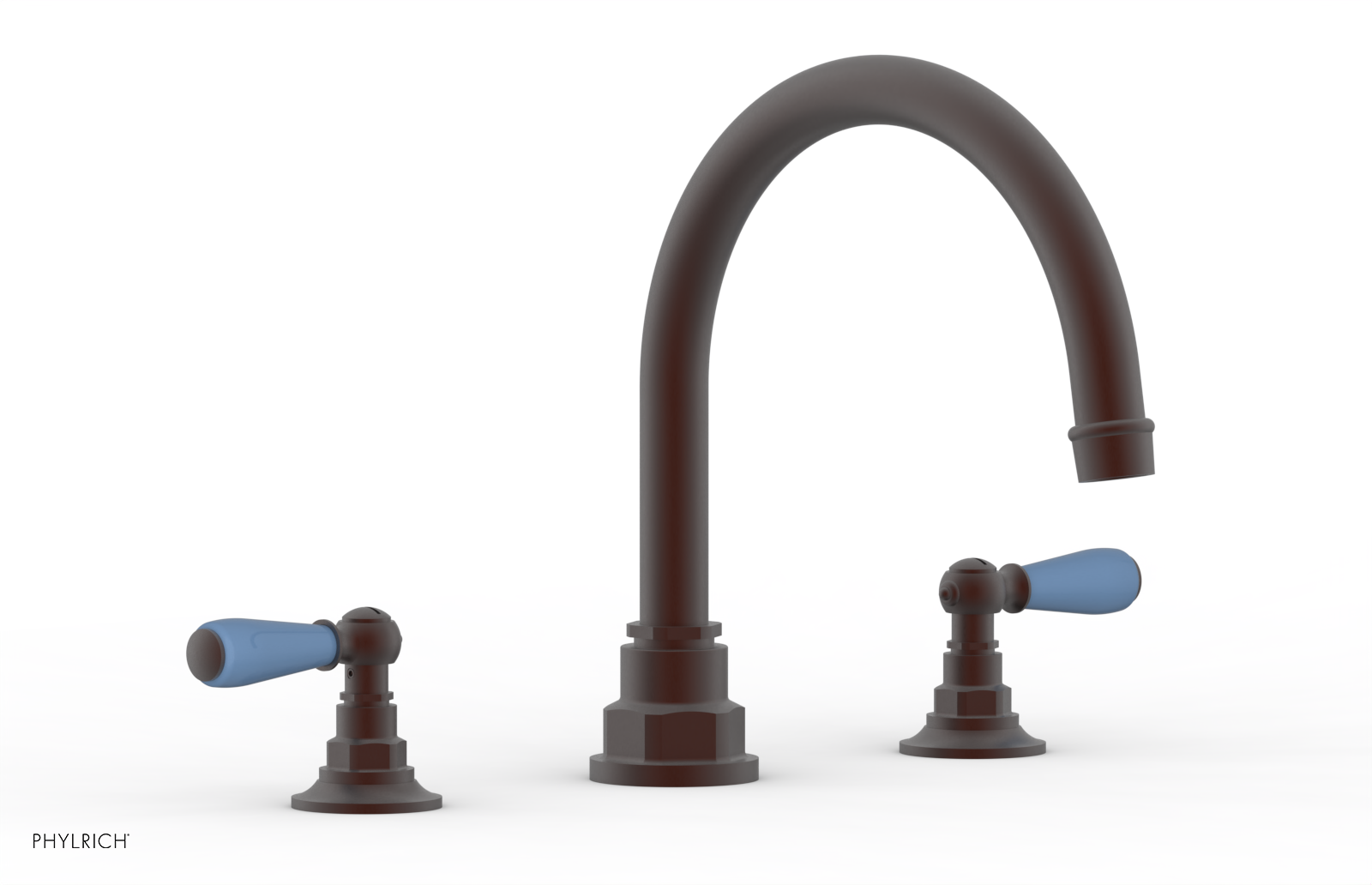 Jamestown Deck Tub Set with Lever Handles - Light Blue Accented Bathroom Sink for Modern Homes (165-41) | Perfect for Guest Bathrooms, Powder Rooms & Coastal Style Decor