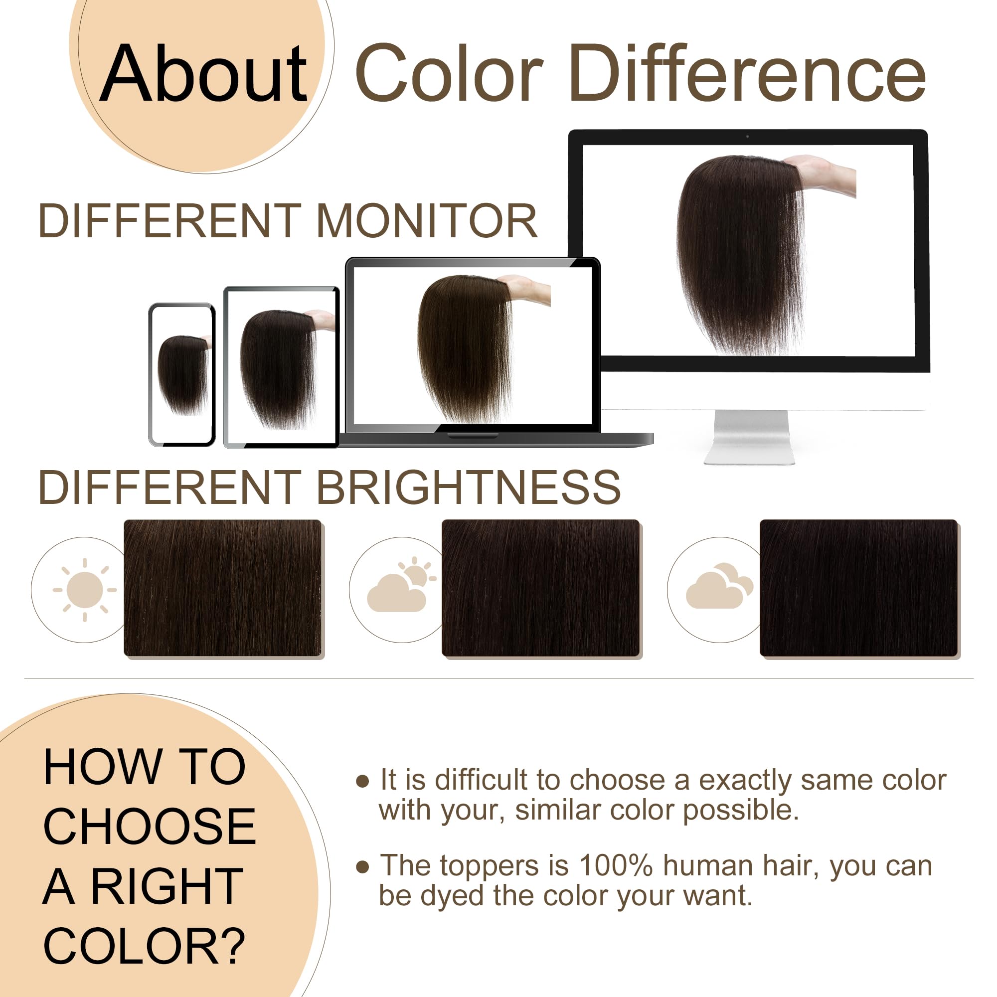 SEGO 100% Remy Human Hair Toppers for Women - No Bangs, 130% Density, 10x12cm Silk Base, Clip-in Top Wiglet for Thinning Hair - 12 Inch Dark Brown | Perfect for Daily Wear, Parties & Special Occasions