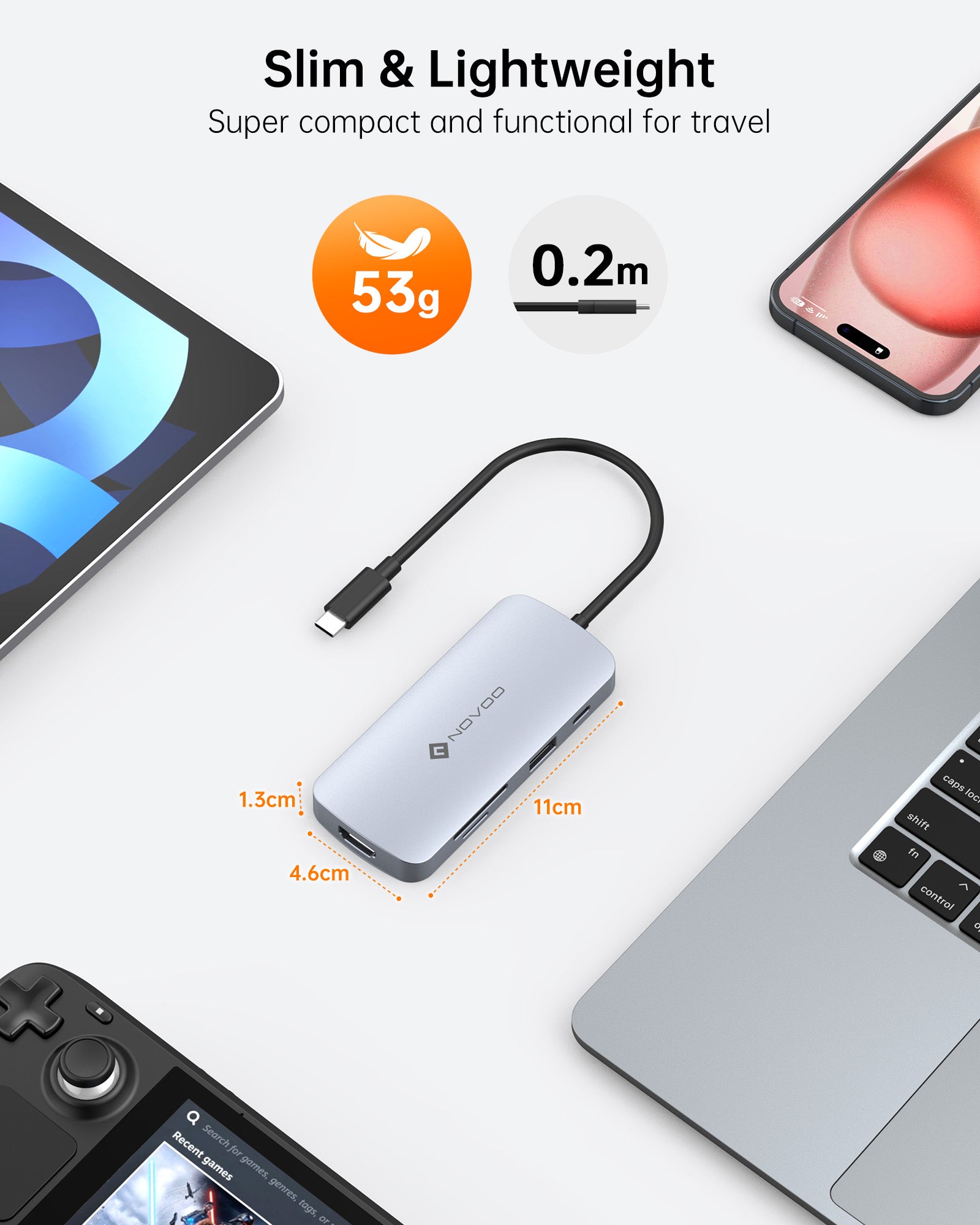 NOVOO 9-in-1 USB C Hub with HDMI, Ethernet, USB 3.0, SD/TF Card Reader - Perfect for MacBook, Chromebook, Laptop & Tablet Connectivity