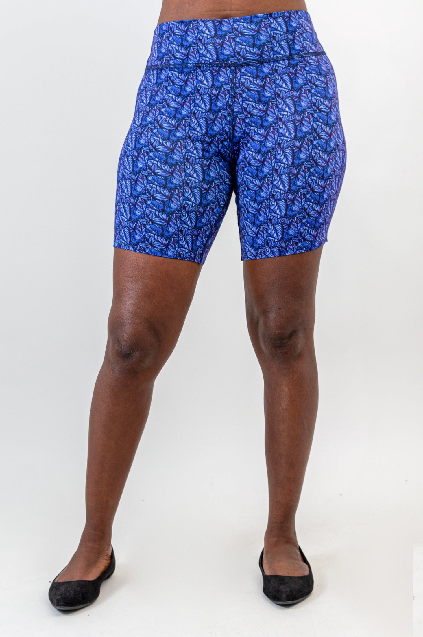 Hallie Women's Shorts - Soft Bamboo Fabric with Midnight Leaves Print - Perfect for Yoga, Lounge, and Summer Outfits