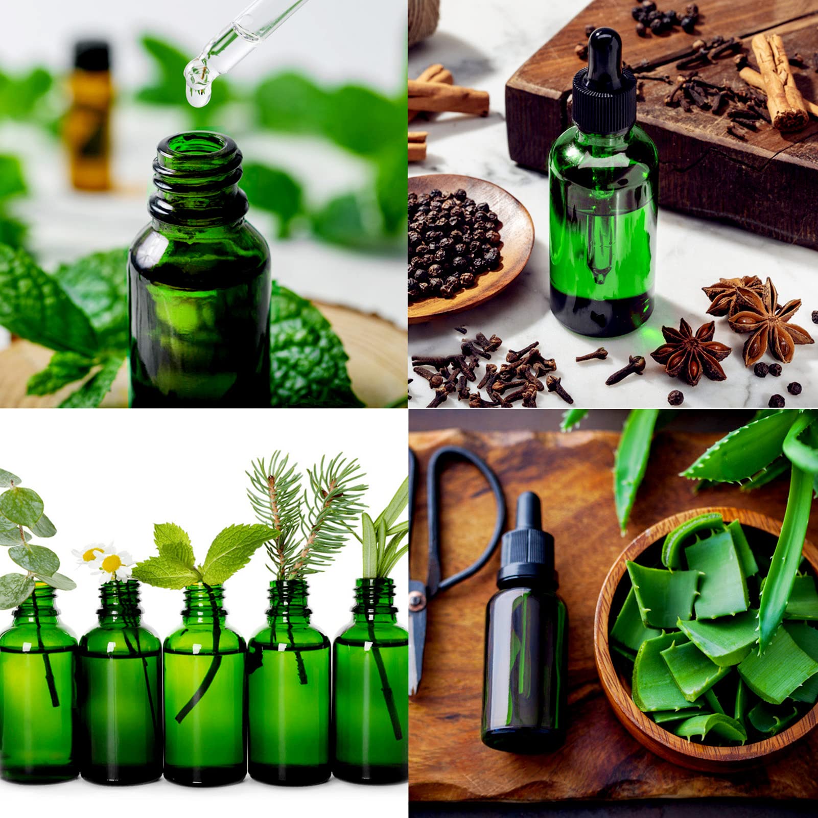 12 Pack 10ml Green Glass Dropper Bottles with Pipette - Essential Oil Bottles, Refillable Cosmetic Containers for Aromatherapy, Massage Oils & DIY Beauty Blends - Perfect for Home Spa, Travel & Gift Sets