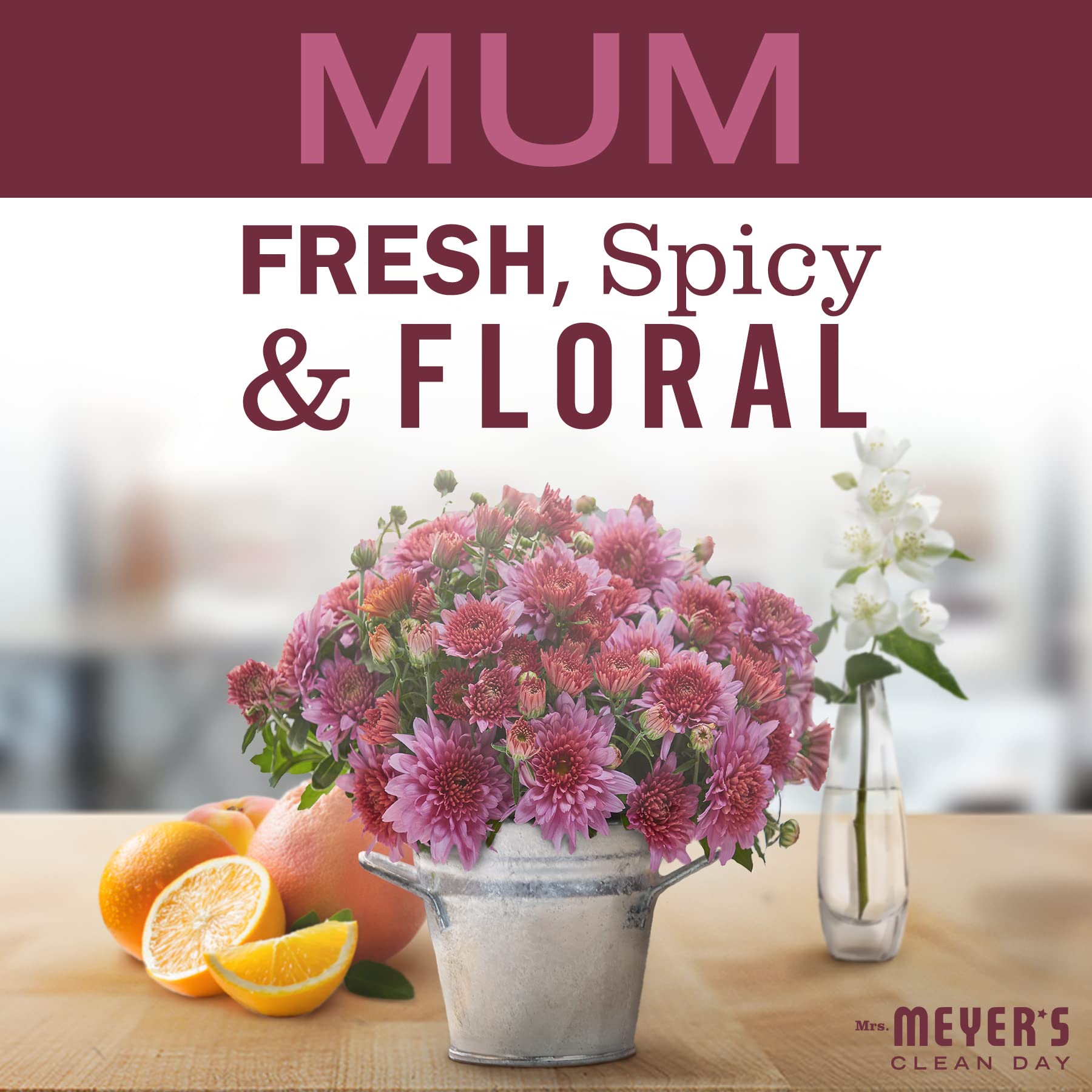 Mrs. Meyer's Clean Day Air Freshener Spray - Non-Aerosol Essential Oil Infused Room Spray, Mum Scent, 8 fl oz | Natural Home & Office Odor Eliminator for Bathroom, Kitchen & Living Spaces
