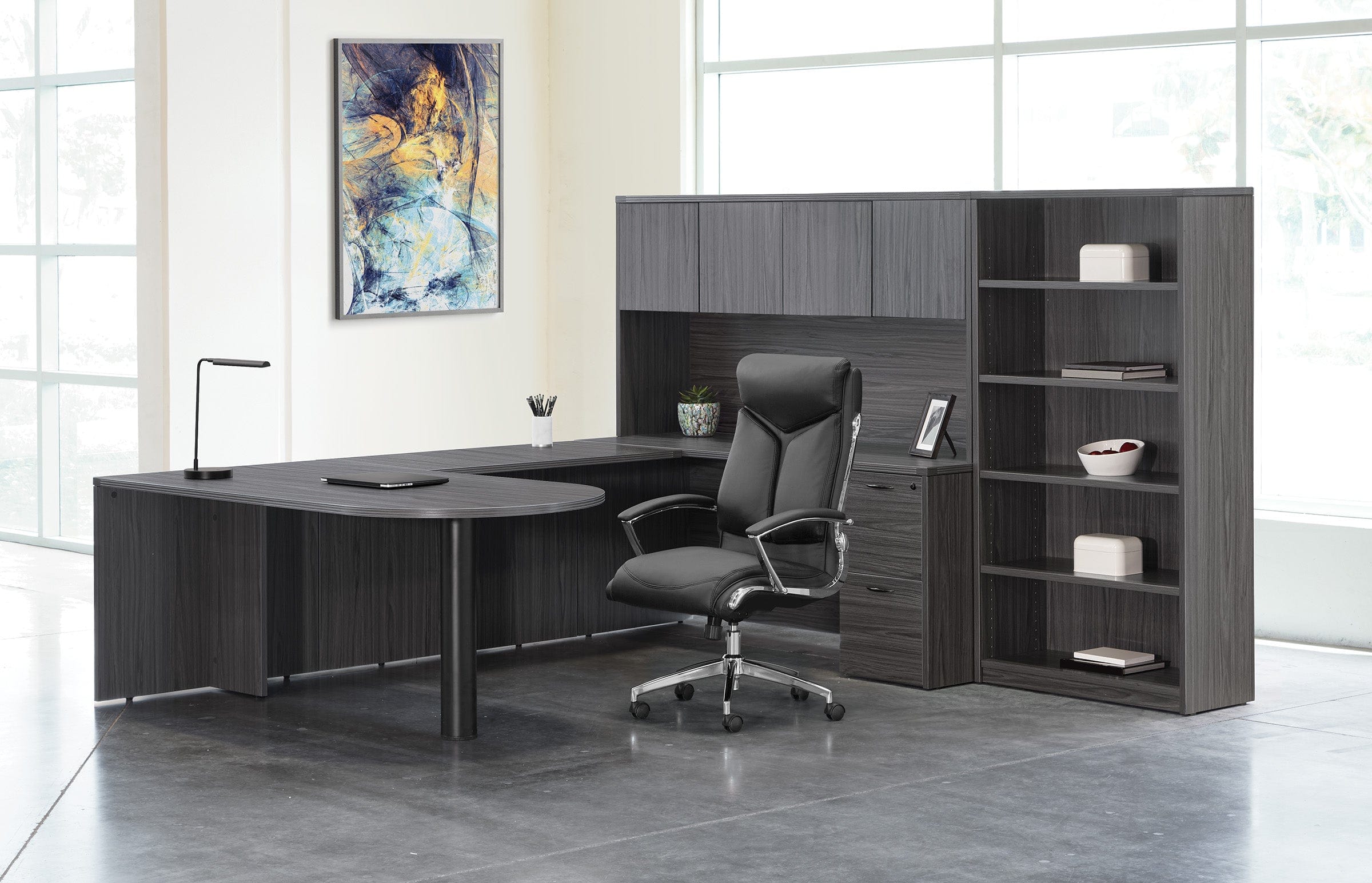 Office Star Work Smart™ Executive High Back Chair - Faux Leather Ergonomic Office Chair [FL90071C] for Home & Business Workspaces