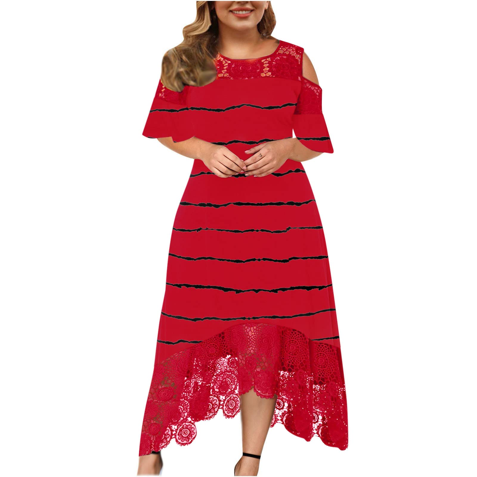 Dazeni Women's Graduation Dress - Smocked Neckline, Elastic Waist Tiered Midi Dress in White - Perfect for Graduation, Bachelorette Parties & Pride Events