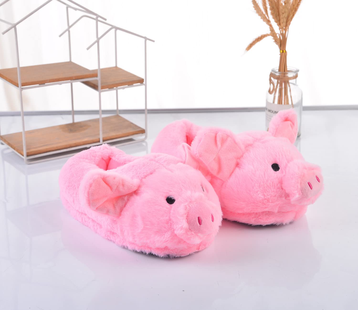 Women's Pink Pig Slippers - Soft Fluffy Furry House Shoes for Girls & Women | Cozy Indoor Slippers for Lounge, Home & Gift Giving