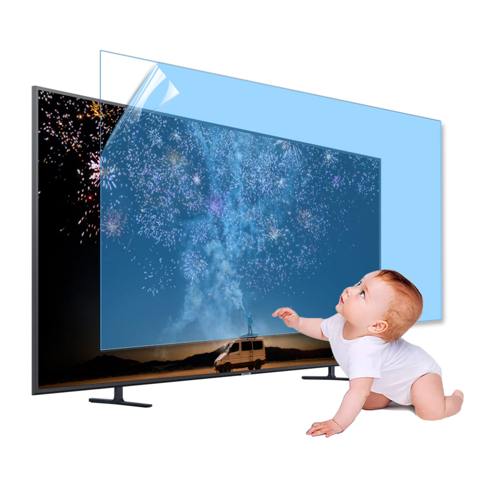 43-65 Inch Anti Glare TV Screen Protector - Matte Frosted Film for LCD, LED, 4K OLED TVs (55in 1221x689mm) | Reduces Blue Light, Eye Strain & Improves Sleep | Ideal for Home Theater, Gaming & Office Use