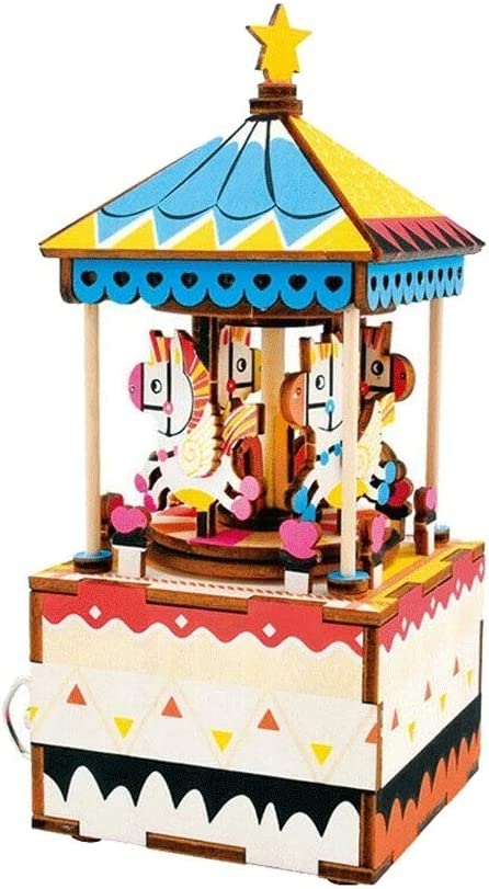 Bevis David Wooden Carousel Music Box Puzzle - Handmade Merry-Go-Round Gift for Girls & Women, Home Decor & Collectible - Perfect for Birthdays, Christmas & Nursery Room Decoration