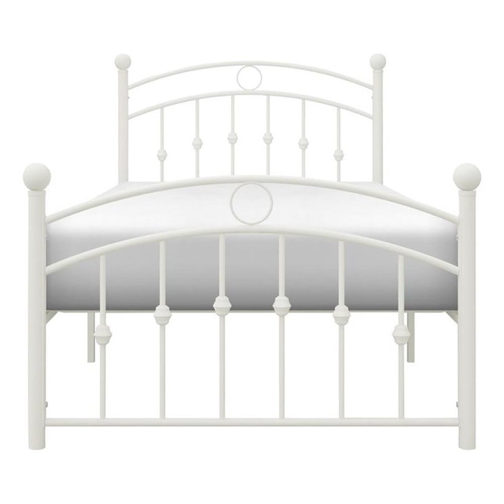 Pemberly Row Traditional Style Metal Twin Platform Bed in White - Sturdy & Elegant Bed Frame for Kids, Teens & Guest Rooms | Perfect for Small Spaces & Modern Bedrooms
