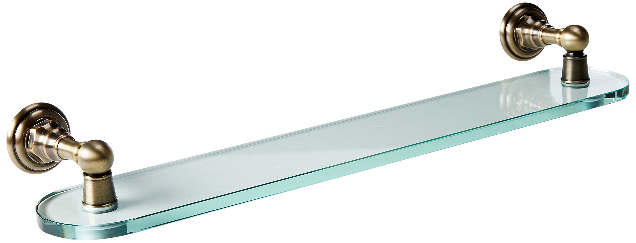 Jaclo 4830-GS-24-AB 24 Inch Antique Brass Wall Mounted Glass Shelf - Bathroom, Kitchen, Living Room Storage & Display Solution