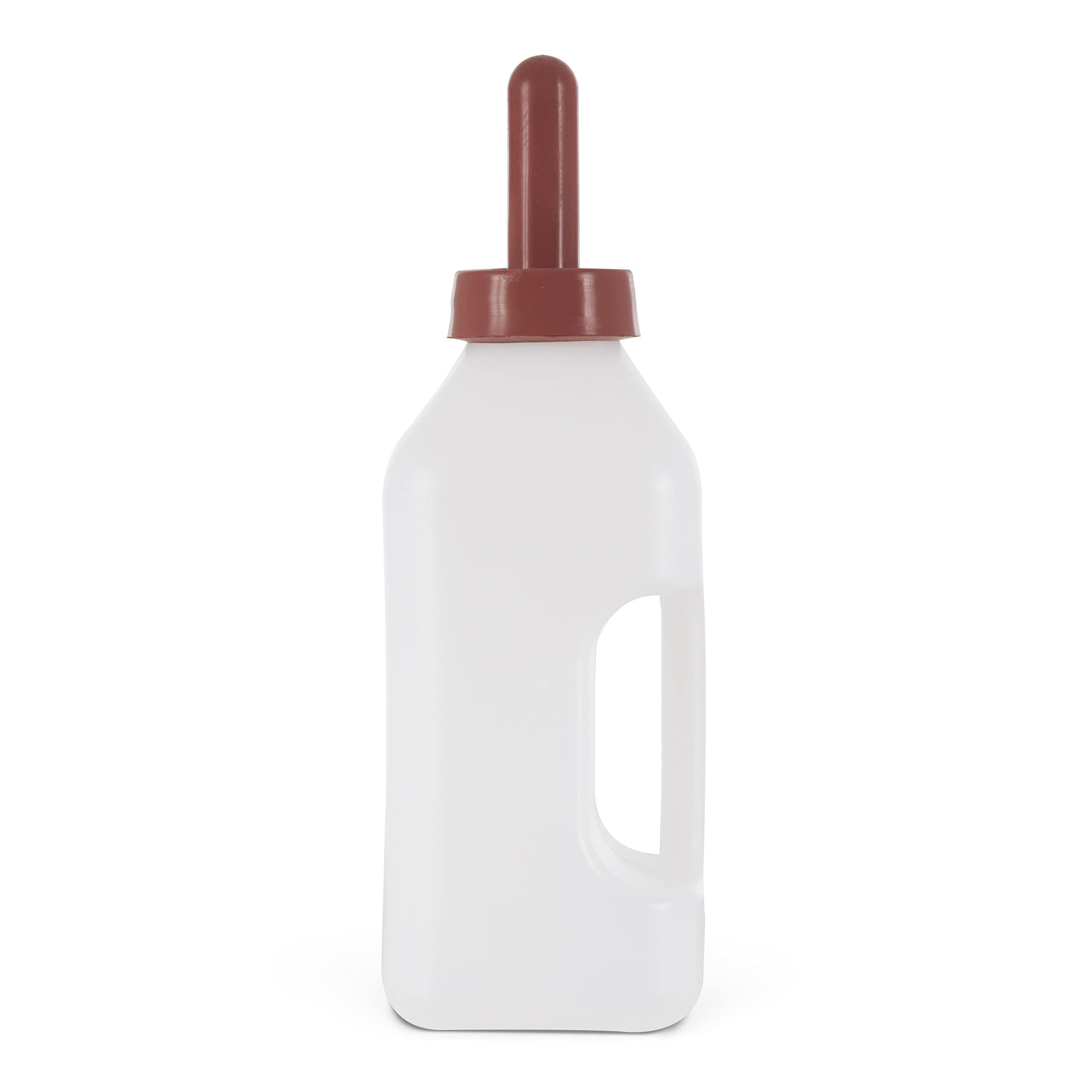 Tuff Stuff LBH2 2 Quart Calf Milk Feeder with Push-On Nipple Teat Cap & Ergonomic Hand Grip - Durable Nursing Bottle for Newborn Calves, Goats, and Lambs - Ideal for Farm, Ranch, and Veterinary Use