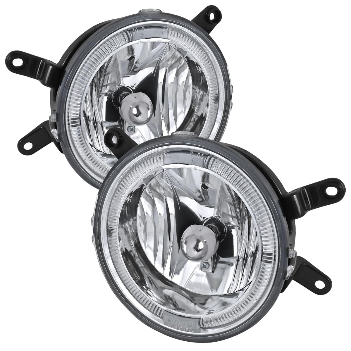 Ford Mustang GT 2005-2009 Clear Lens Halo Fog Lights Kit - Pair of LED Driving Bumper Lamps (Left & Right) for Enhanced Visibility in Rain & Night Driving