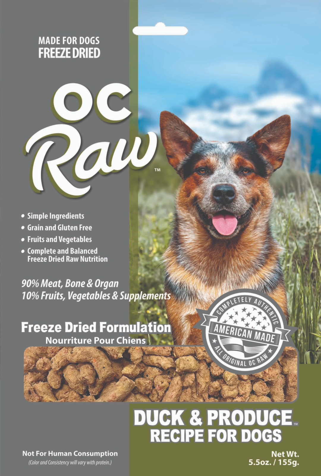 Premium Freeze-Dried Raw Duck Dog Food - OC Raw Meaty Rox 5.5oz | Grain-Free, High-Protein Nutrition for Small & Medium Dogs | Perfect for Training, Travel & Outdoor Adventures