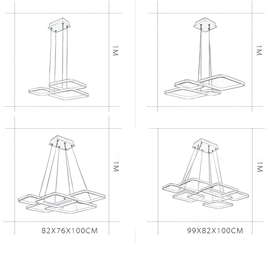 Modern Geometric LED Chandelier Ceiling Light - Round & Square Design with Remote Control & Stepless Dimming - Perfect for Bedroom, Living Room, Dining Room & Home Decor