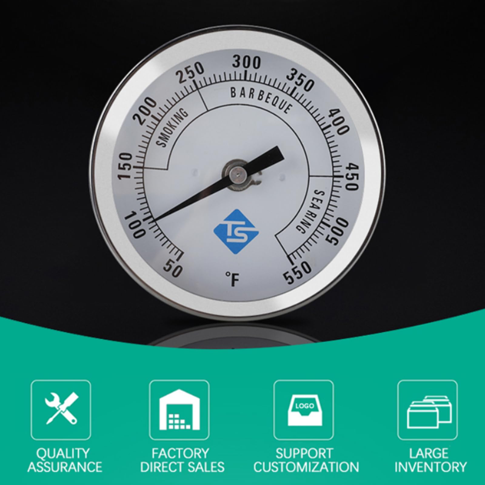 1/2NPT Thread Oven Thermometer with 83mm Round Dial - High Precision BBQ Grill Temperature Gauge (50-550℉) for Meat Smoking, Baking, and Outdoor Cooking