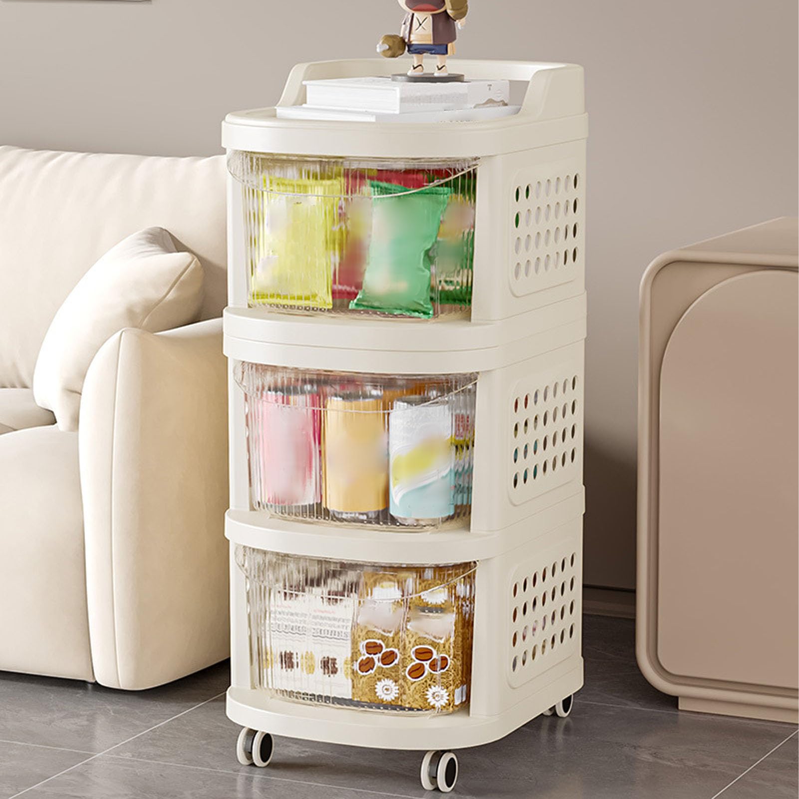 3 Tier Rolling Baby Changing Table Cart - Portable Nursery Organizer with Wheels for Diapers, Wipes & Baby Essentials - Sturdy PP Material Storage Rack | Perfect for Small Spaces, Daycare Centers & Home Nurseries