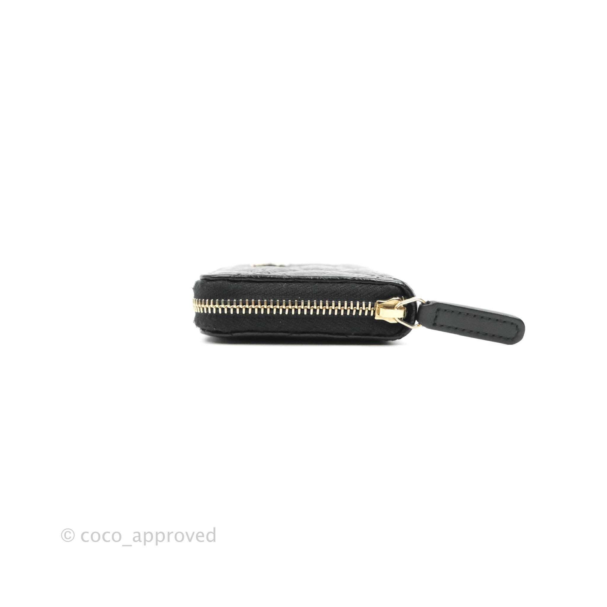 Chanel Camellia Embossed Zipped Coin Purse in Black Calfskin with Gold Hardware - Luxury Compact Wallet for Women, Perfect for Everyday Use & Gift Giving