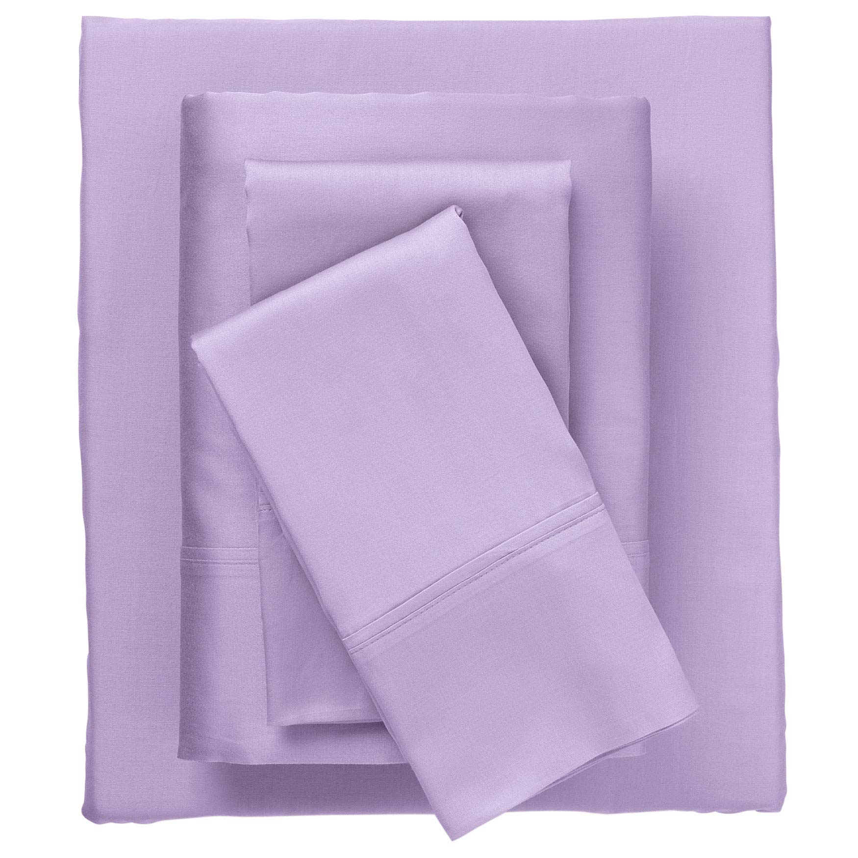 BrylaneHome 300 Thread Count King Size Sheet Set - Soft & Breathable Lilac Bed Sheets for Luxurious Comfort | Perfect for Master Bedroom & Guest Room